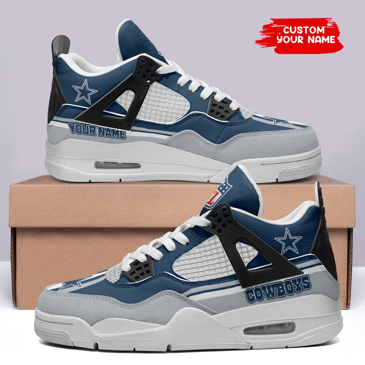 Ideafootwear Dallas Cowboys AJ4 Sneakers Shoes For Men And Women