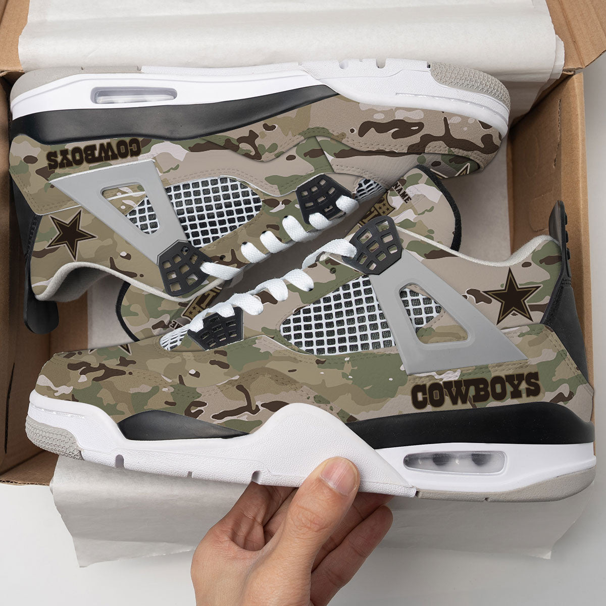 Ideafootwear Dallas Cowboys AJ4 Sneakers Shoes For Men And Women