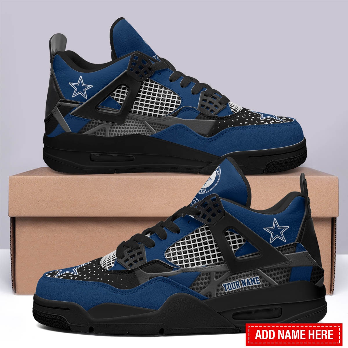 Ideafootwear Dallas Cowboys AJ4 Sneakers Shoes For Men And Women