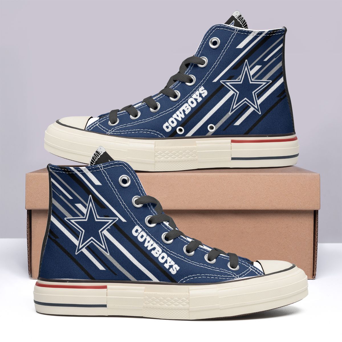 Ideafootwear Dallas Cowboys High Top Canvas Sneakers Shoes For Men And Women