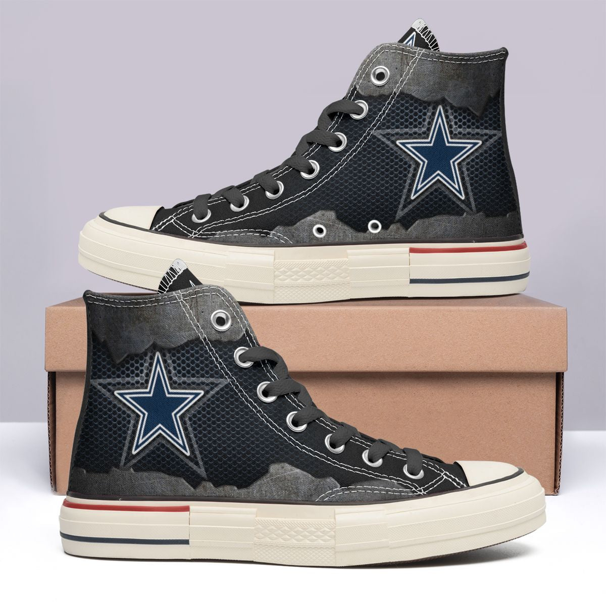 Ideafootwear Dallas Cowboys High Top Canvas Sneakers Shoes For Men And Women