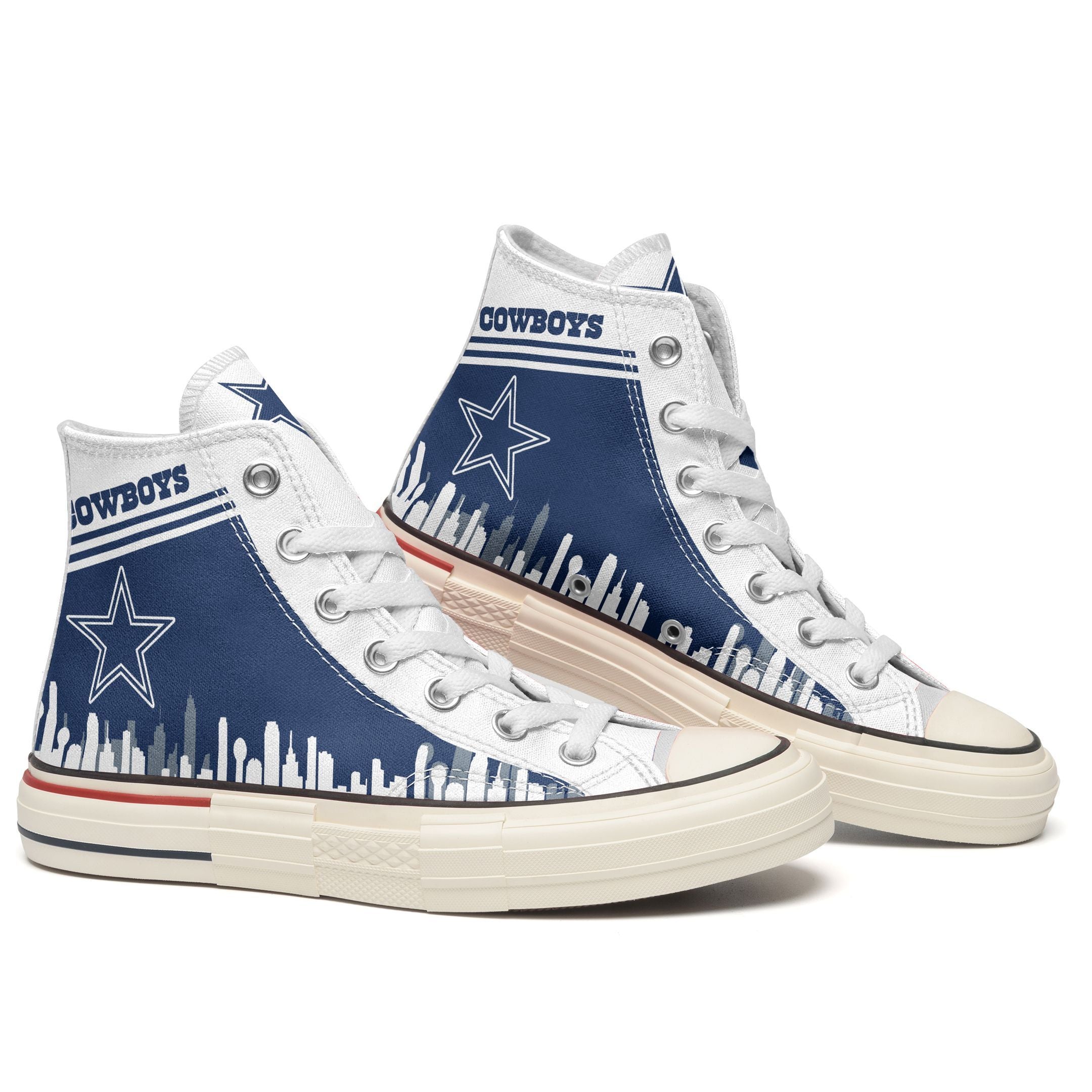 Ideafootwear Dallas Cowboys High Top Canvas Sneakers Shoes For Men And Women