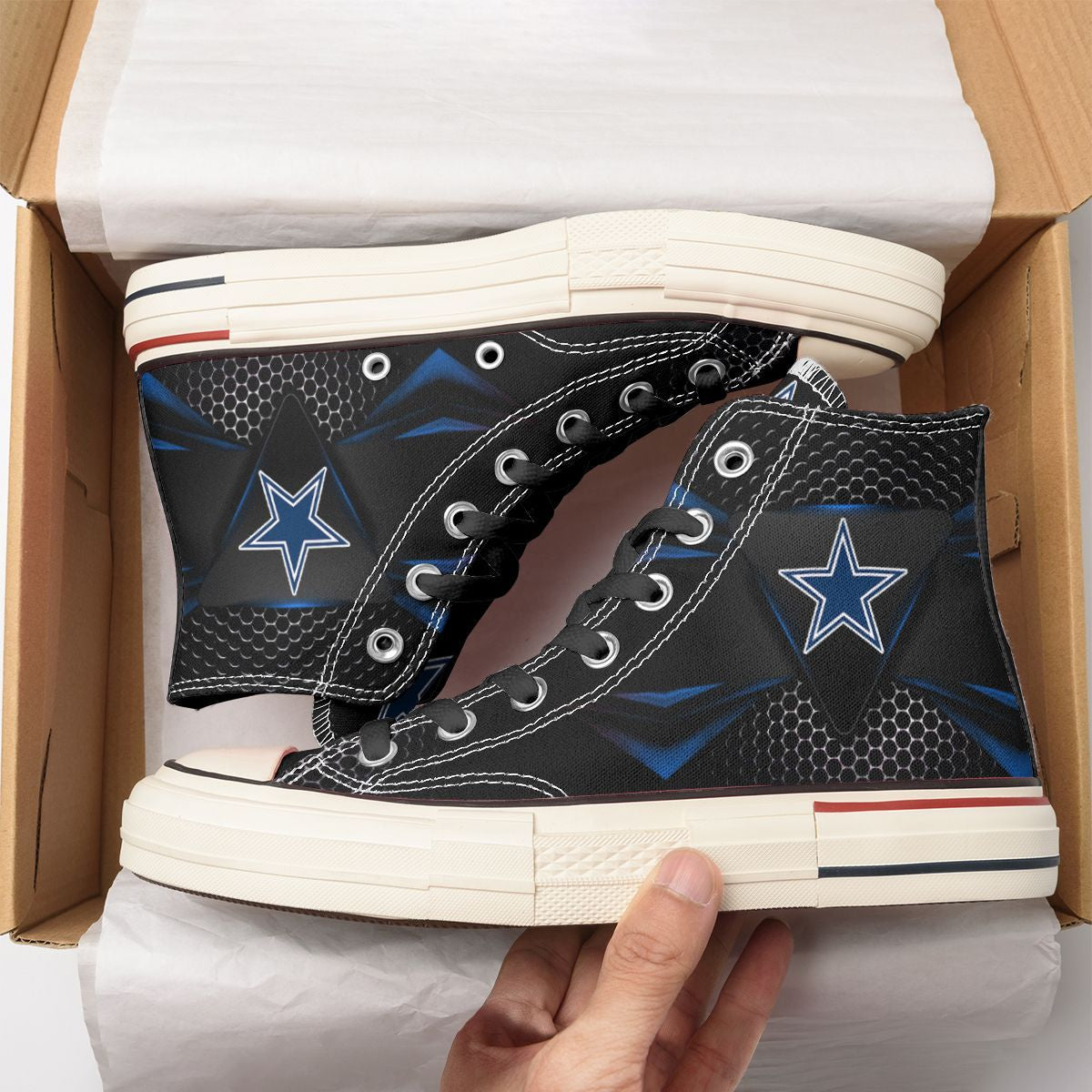 Ideafootwear Dallas Cowboys High Top Canvas Sneakers Shoes For Men And Women