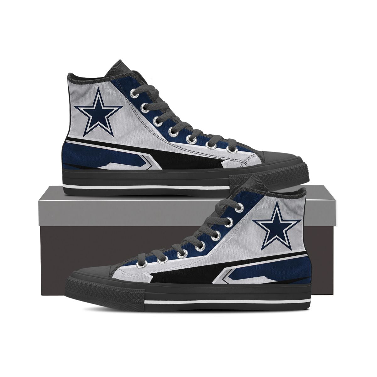 Ideafootwear Dallas Cowboys High Top Canvas Sneakers Shoes For Men And Women