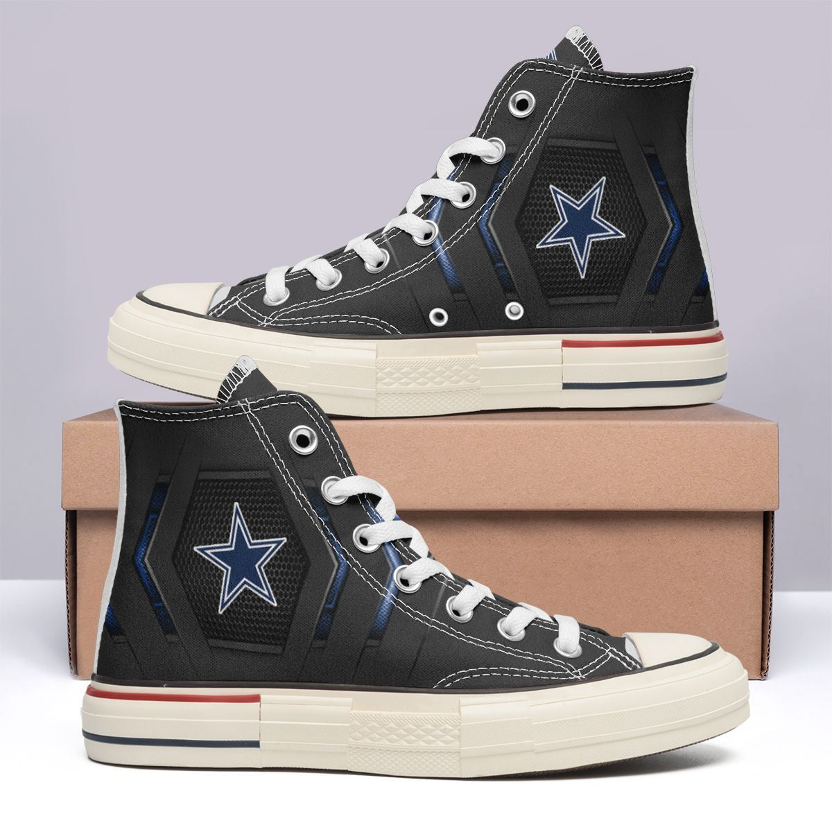 Ideafootwear Dallas Cowboys High Top Canvas Sneakers Shoes For Men And Women