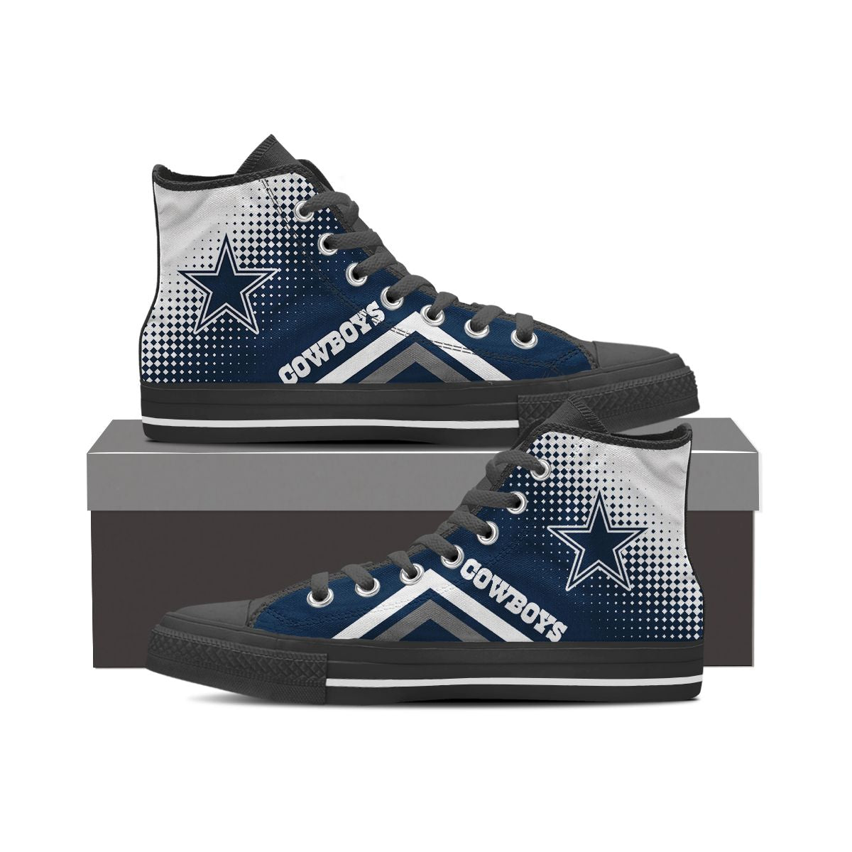 Ideafootwear Dallas Cowboys High Top Canvas Sneakers Shoes For Men And Women