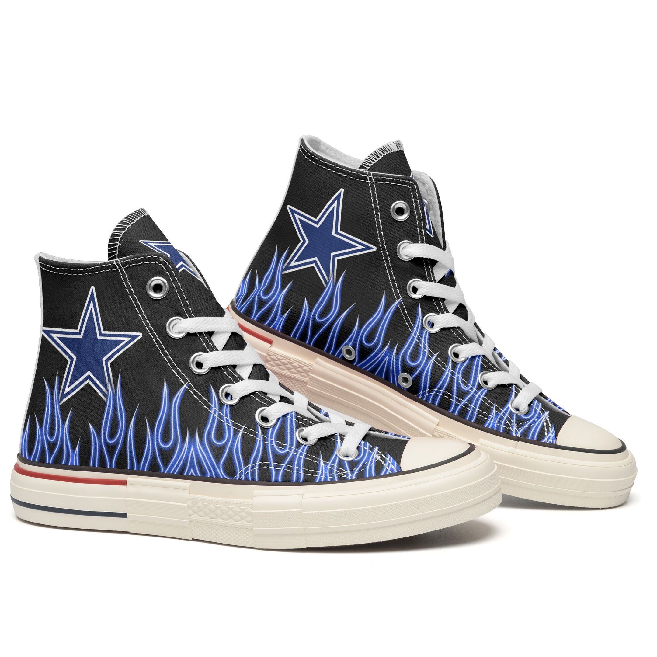 Ideafootwear Dallas Cowboys High Top Canvas Sneakers Shoes For Men And Women