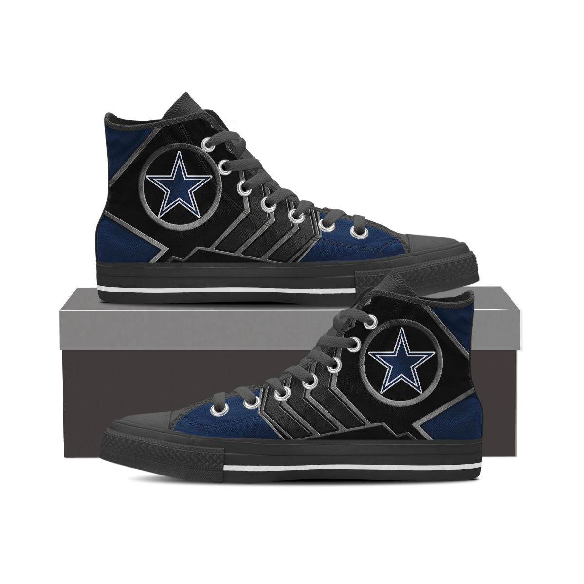 Ideafootwear Dallas Cowboys High Top Canvas Sneakers Shoes For Men And Women