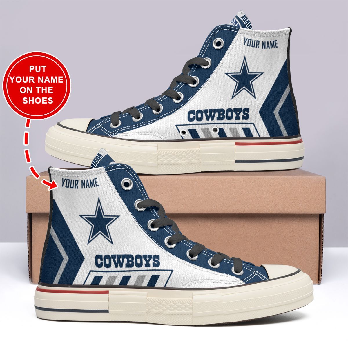 Ideafootwear Dallas Cowboys High Top Canvas Sneakers Shoes For Men And Women