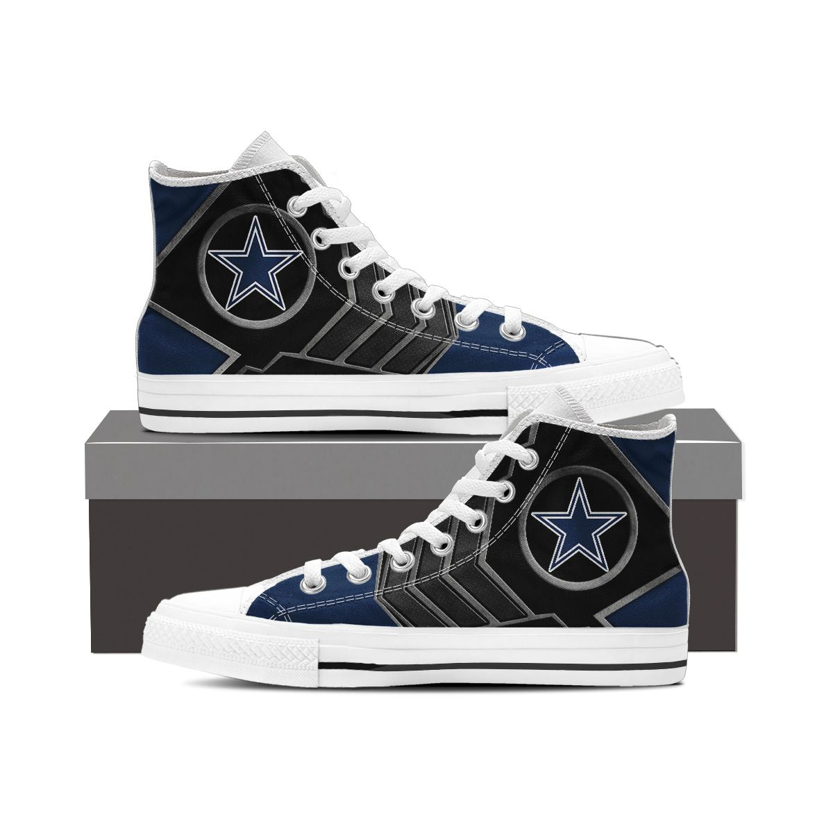 Ideafootwear Dallas Cowboys High Top Canvas Sneakers Shoes For Men And Women