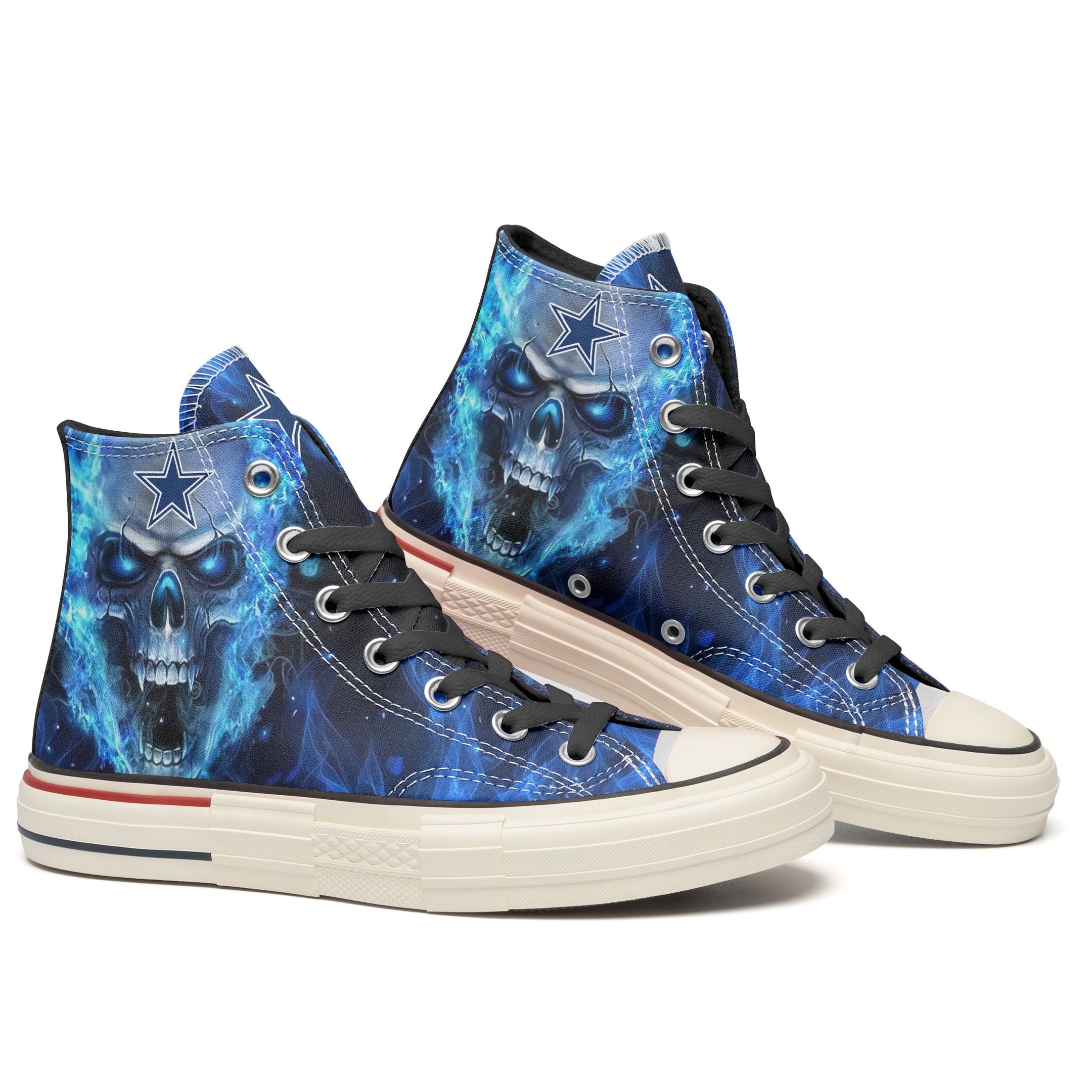 Ideafootwear Dallas Cowboys High Top Canvas Sneakers Shoes For Men And Women