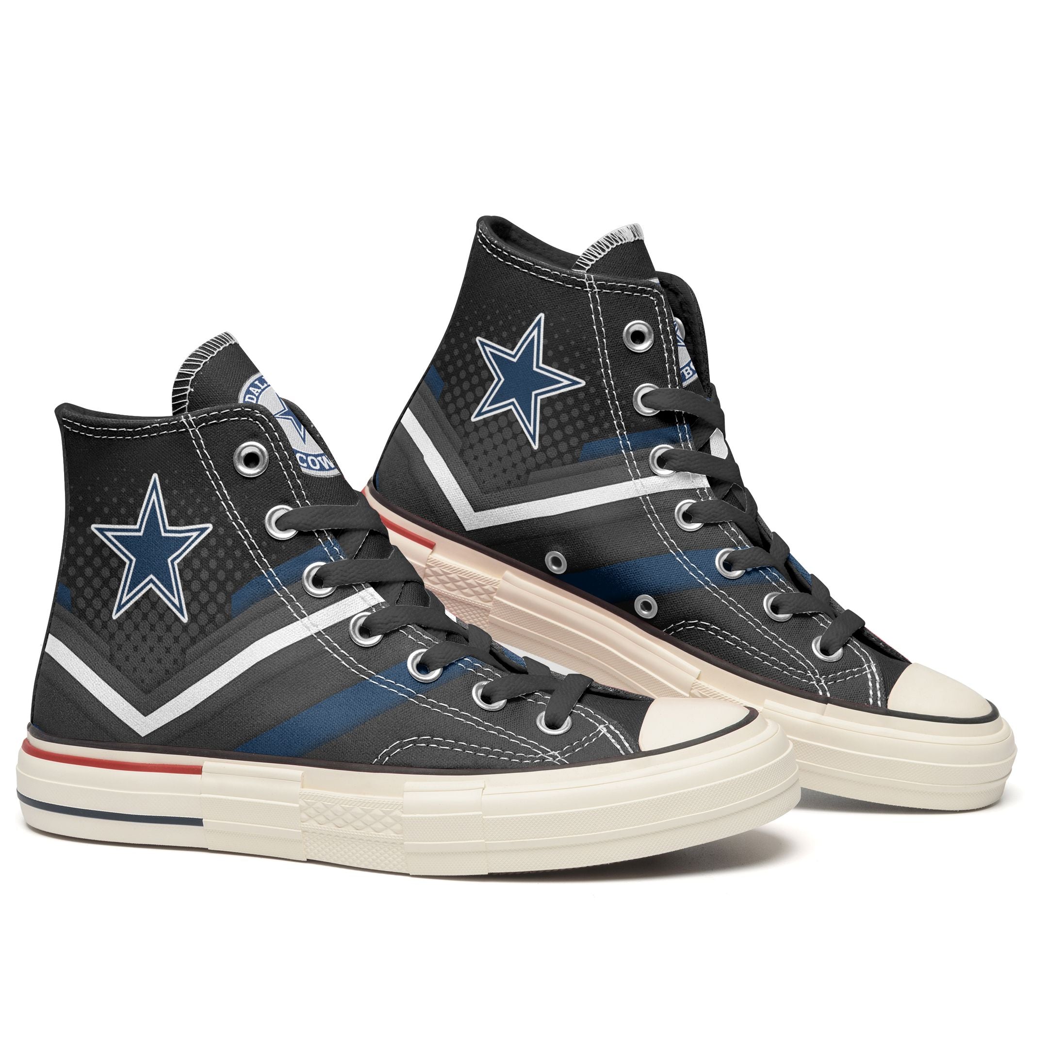Ideafootwear Dallas Cowboys High Top Canvas Sneakers Shoes For Men And Women