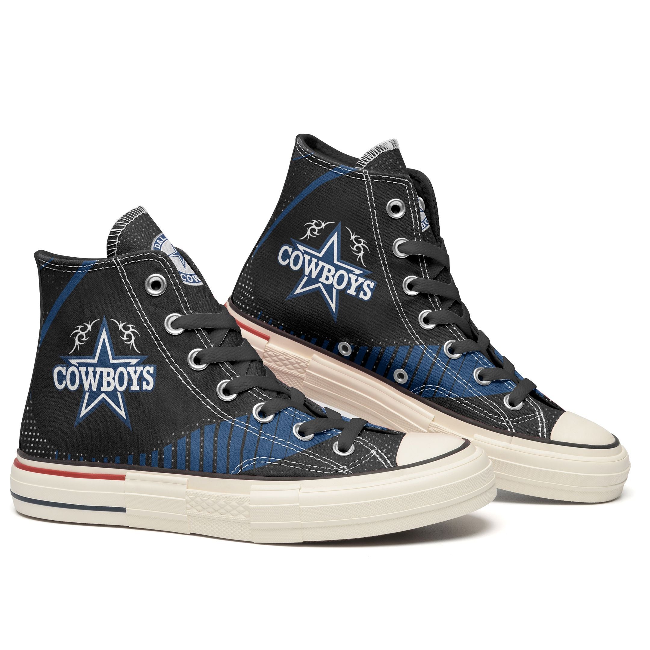 Ideafootwear Dallas Cowboys High Top Canvas Sneakers Shoes For Men And Women