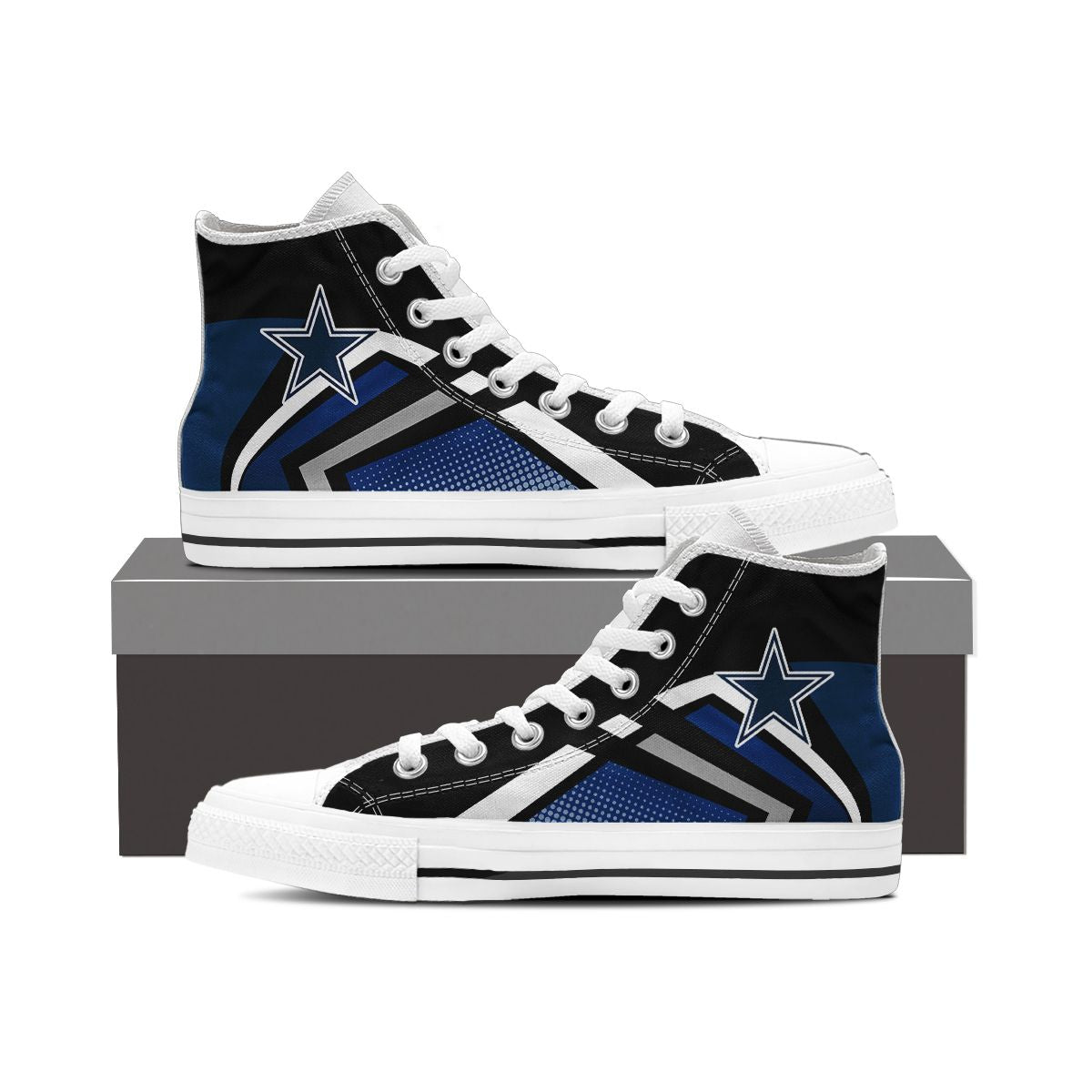 Ideafootwear Dallas Cowboys High Top Canvas Sneakers Shoes For Men And Women