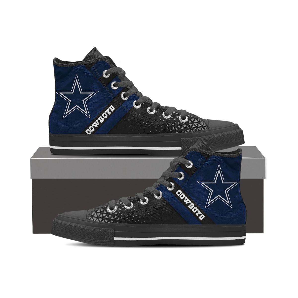 Ideafootwear Dallas Cowboys High Top Canvas Sneakers Shoes For Men And Women