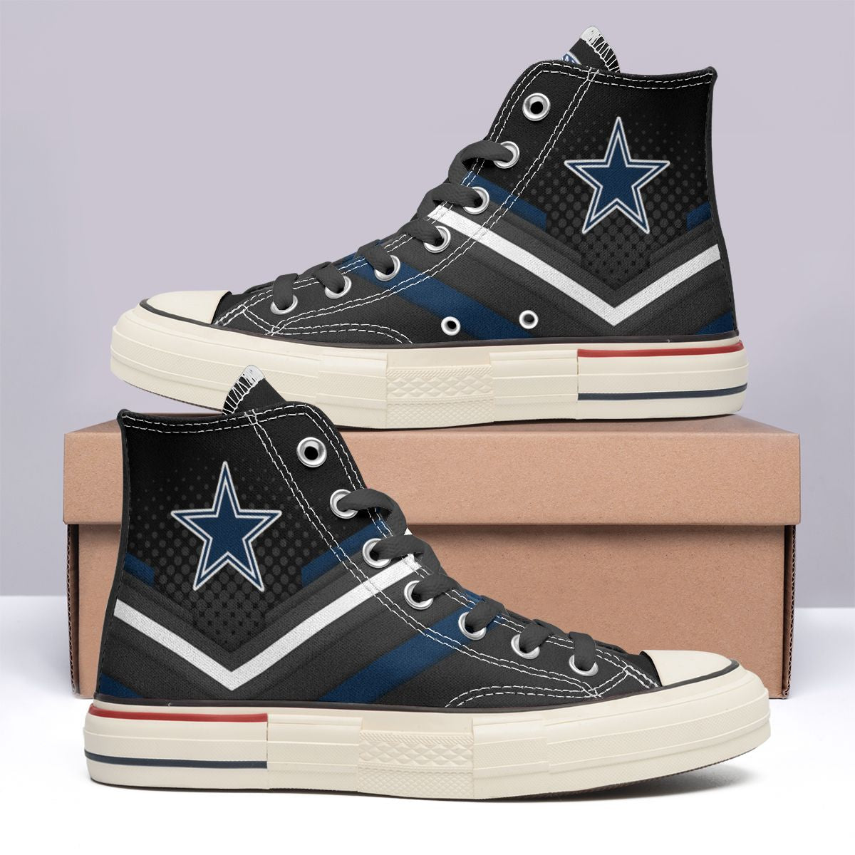 Ideafootwear Dallas Cowboys High Top Canvas Sneakers Shoes For Men And Women