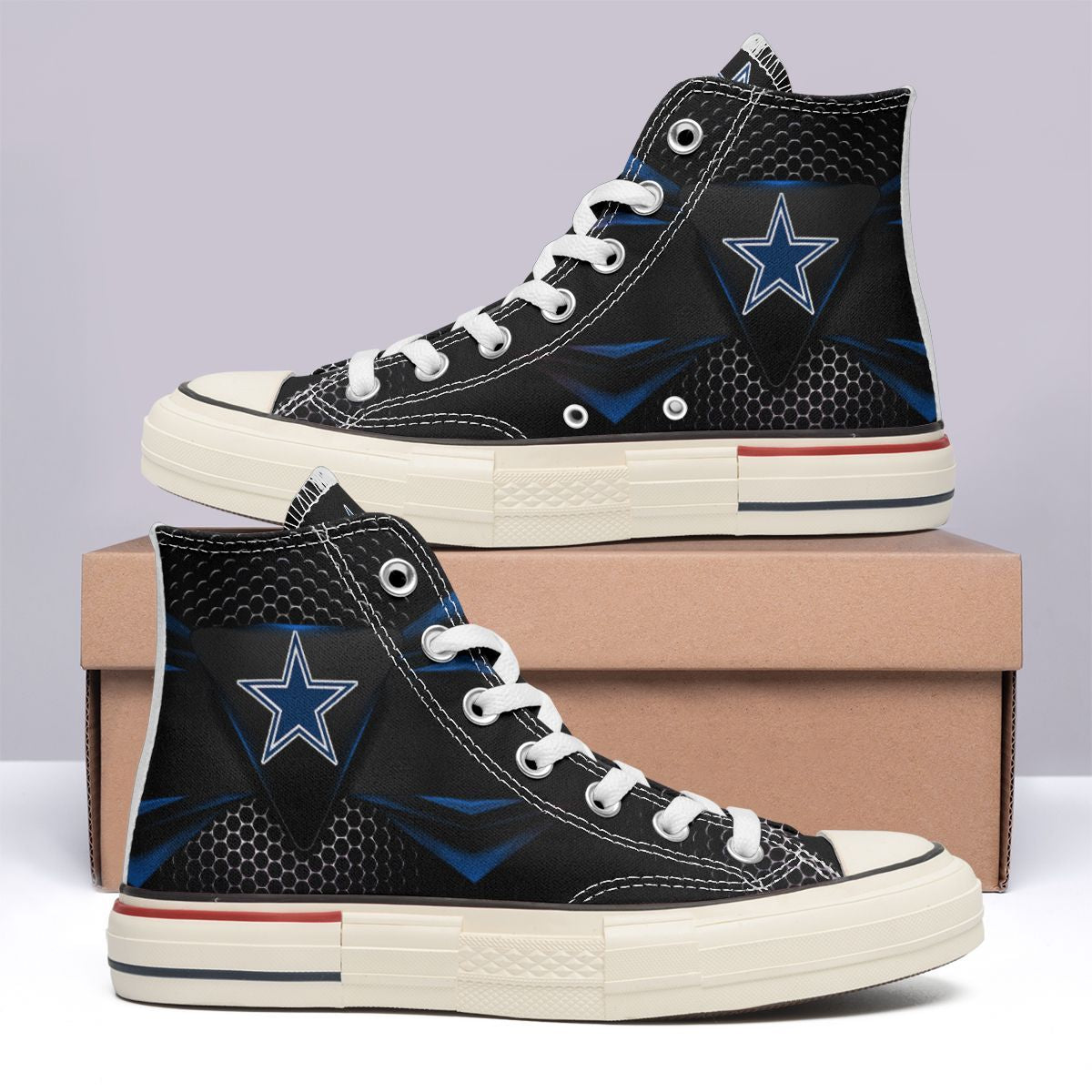 Ideafootwear Dallas Cowboys High Top Canvas Sneakers Shoes For Men And Women