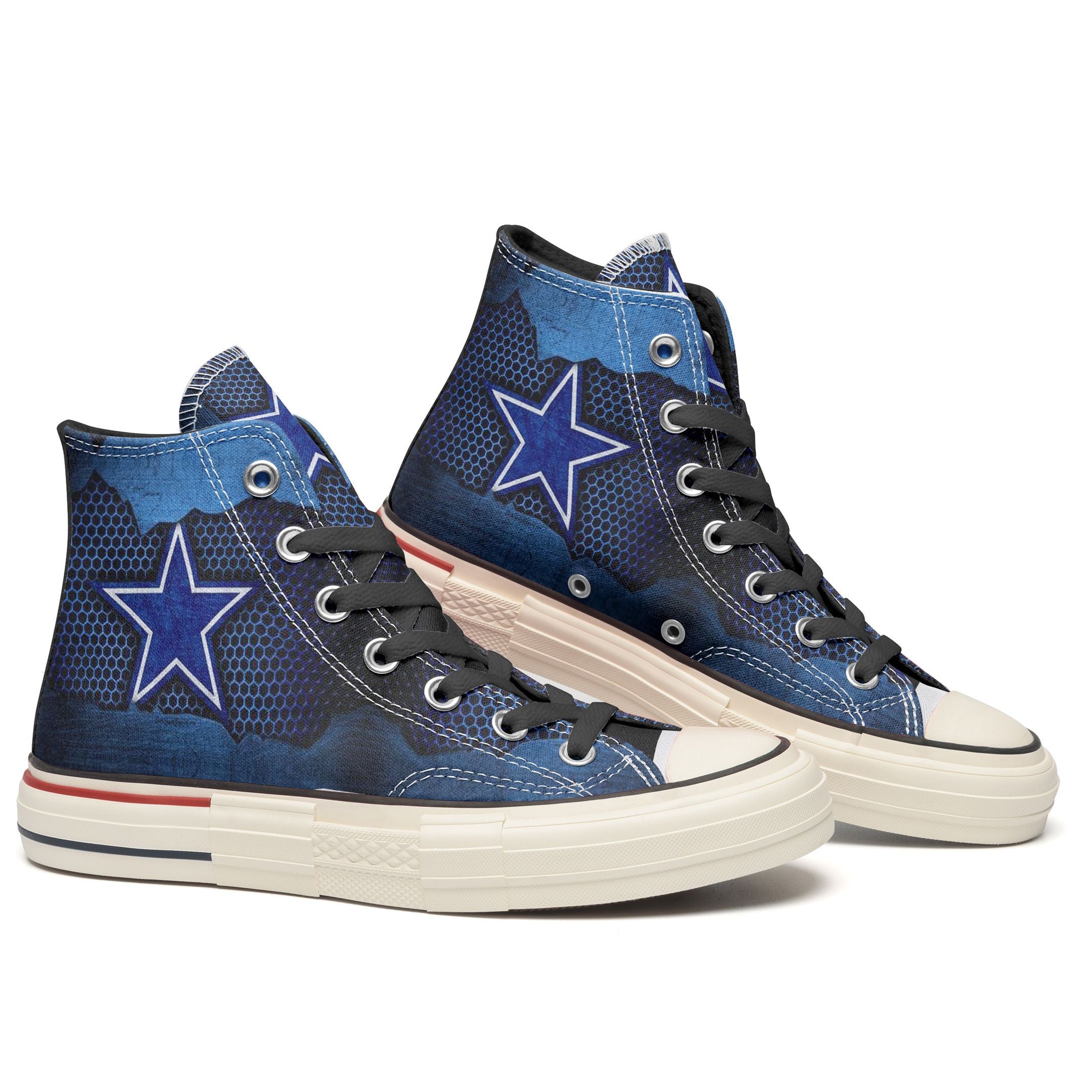 Ideafootwear Dallas Cowboys High Top Canvas Sneakers Shoes For Men And Women