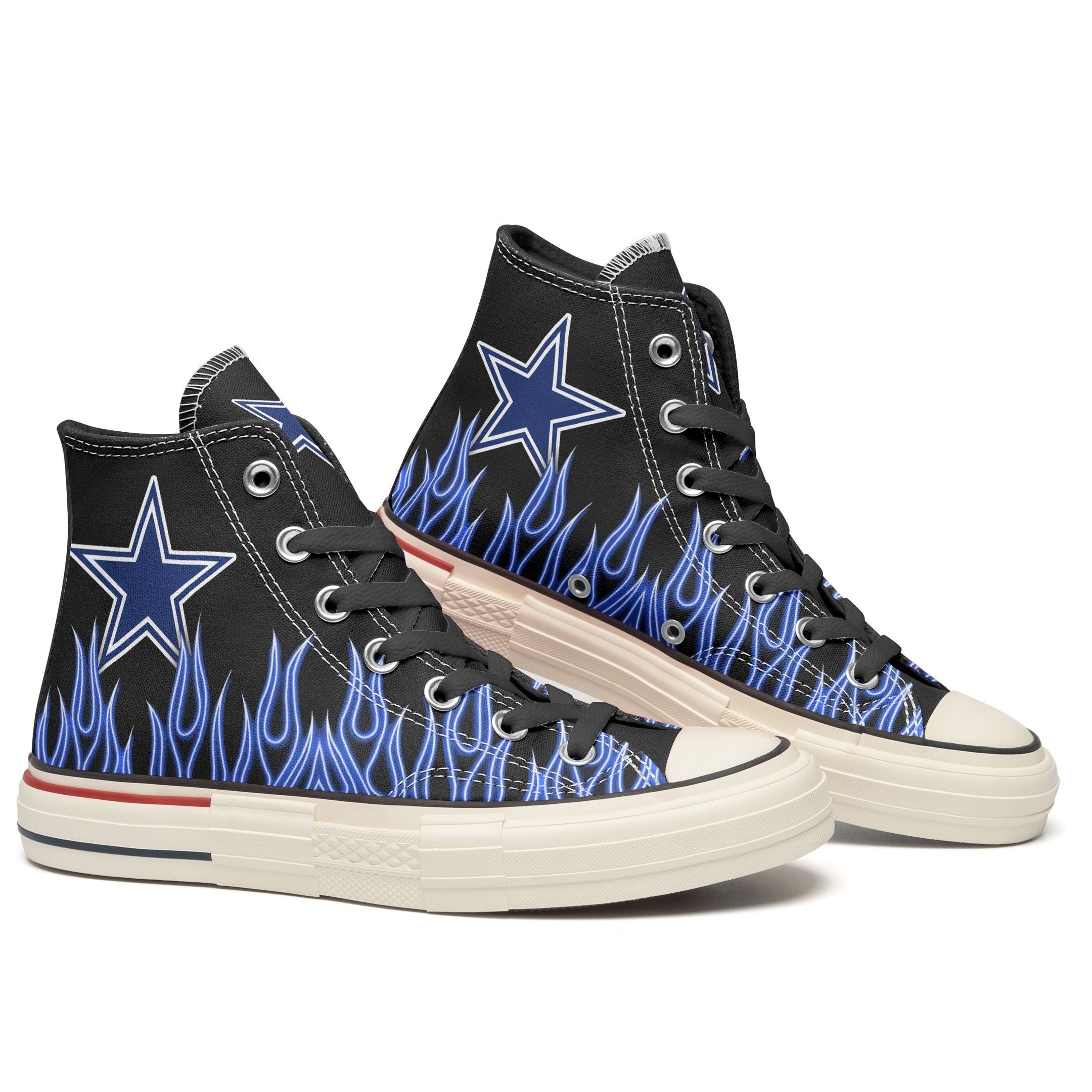 Ideafootwear Dallas Cowboys High Top Canvas Sneakers Shoes For Men And Women