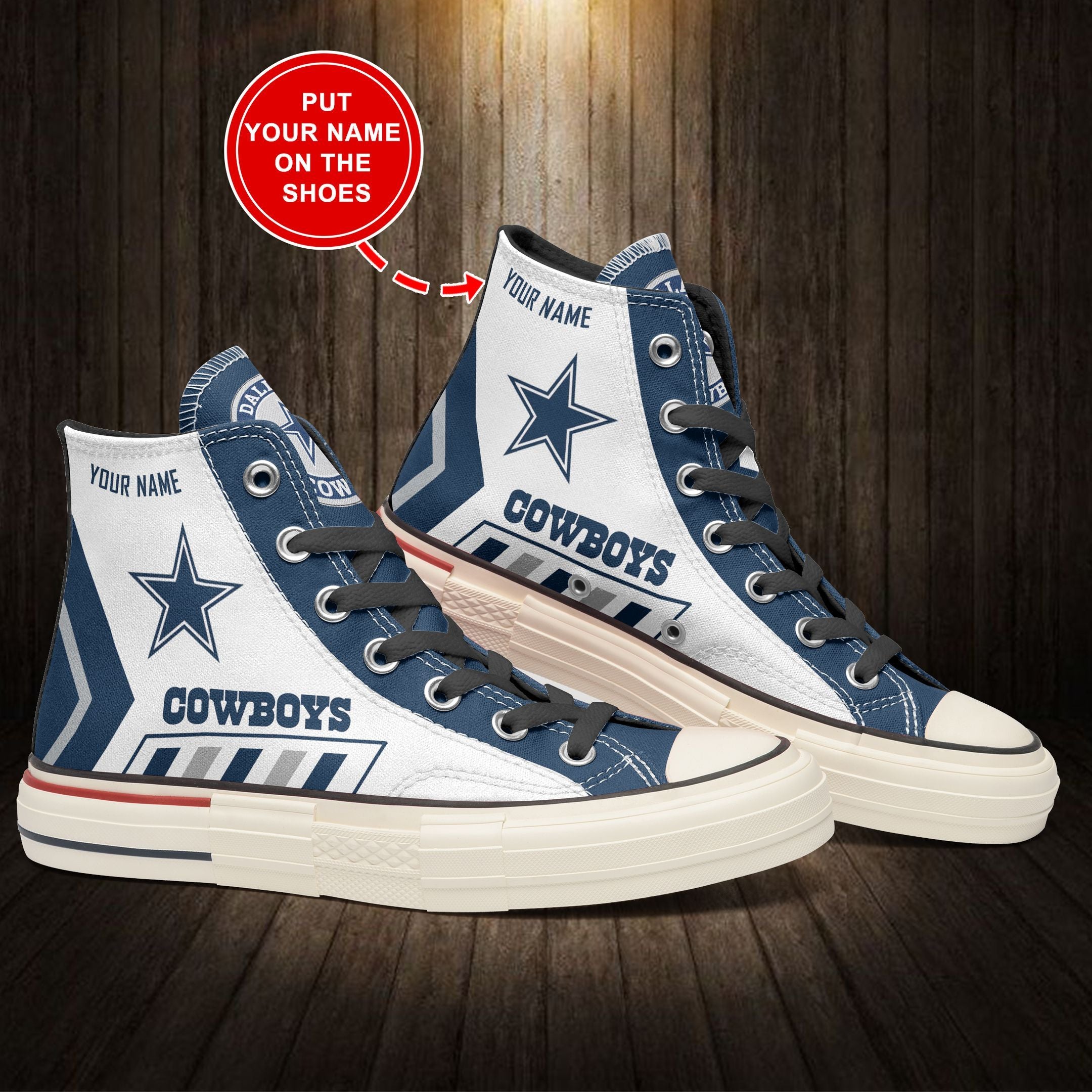 Ideafootwear Dallas Cowboys High Top Canvas Sneakers Shoes For Men And Women