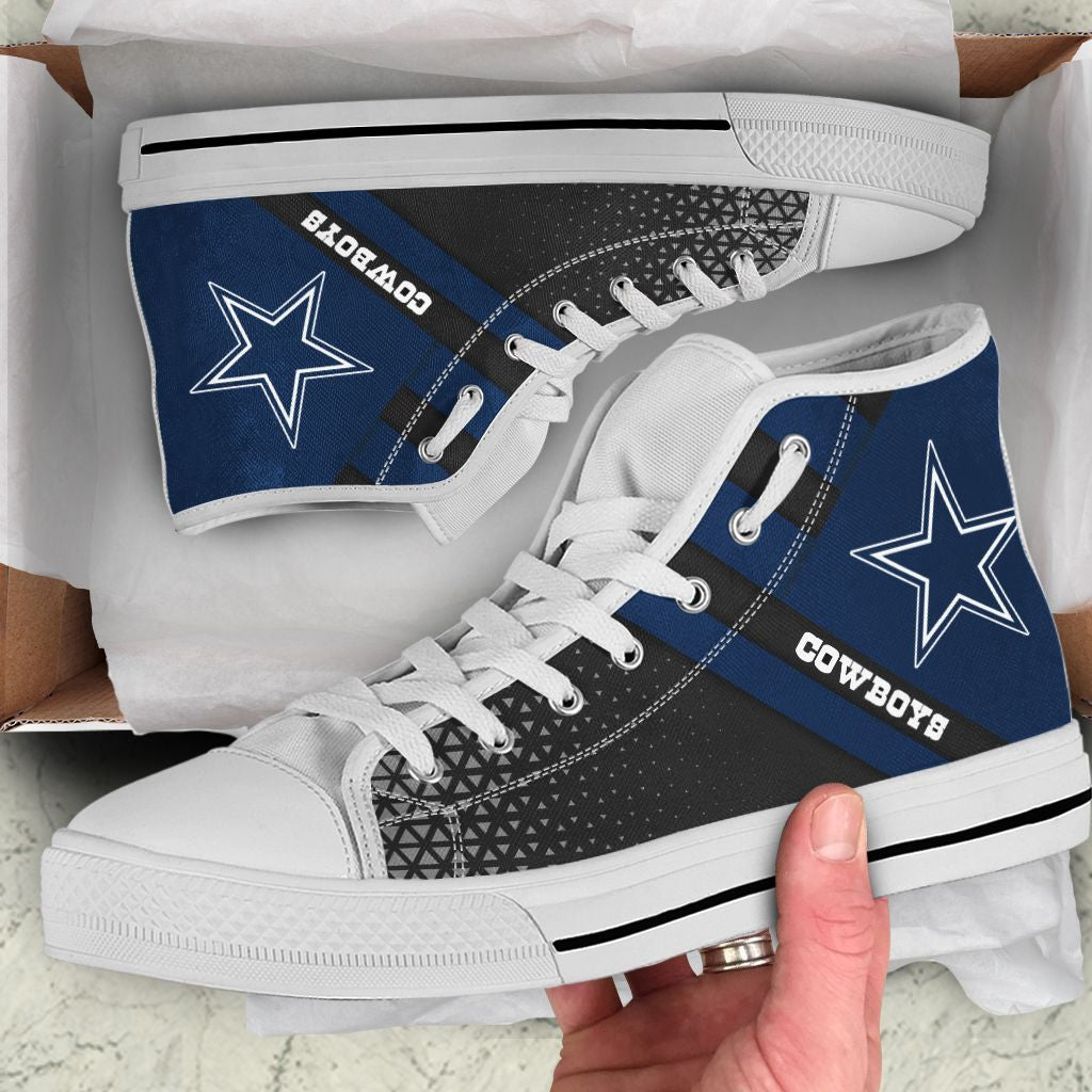 Ideafootwear Dallas Cowboys High Top Canvas Sneakers Shoes For Men And Women