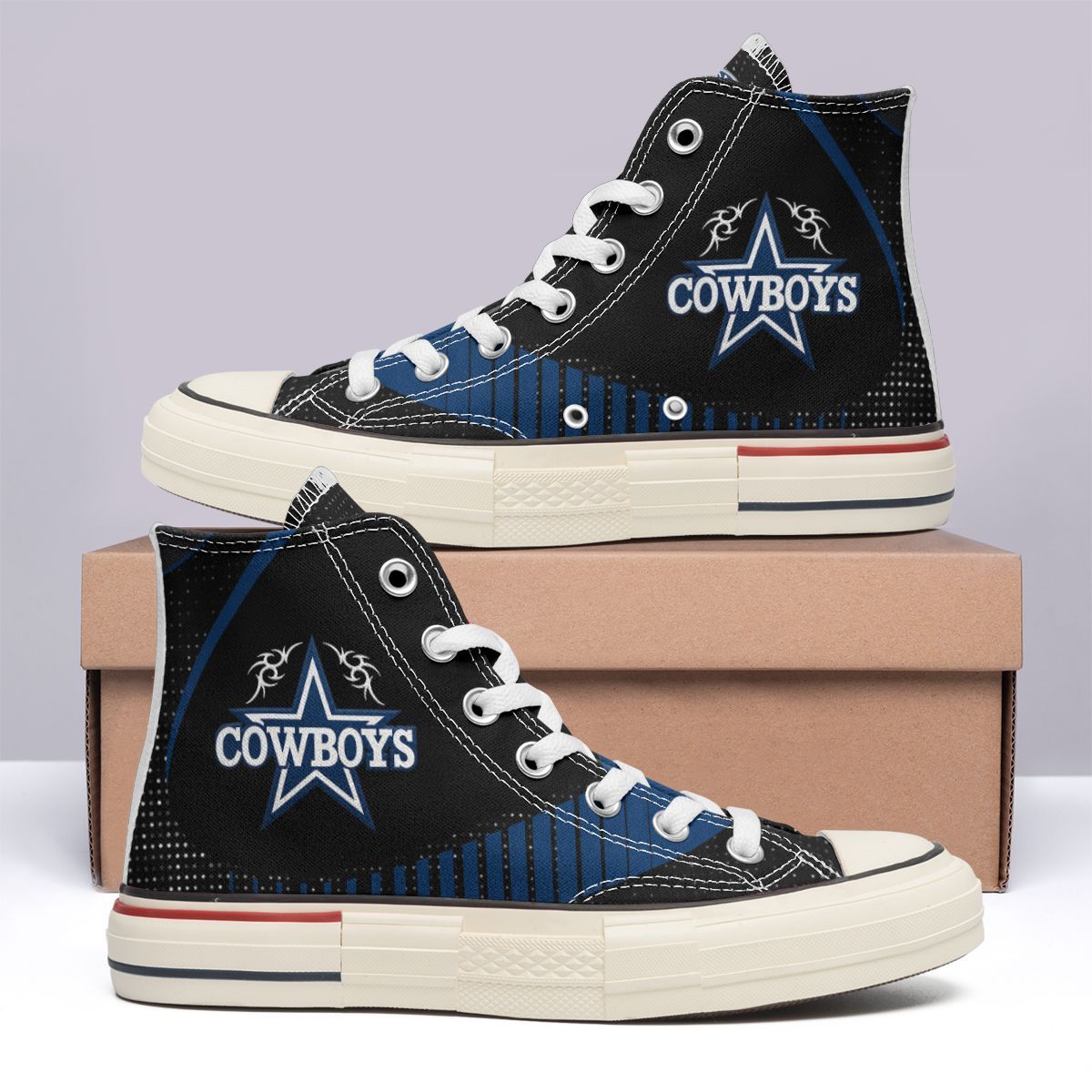 Ideafootwear Dallas Cowboys High Top Canvas Sneakers Shoes For Men And Women