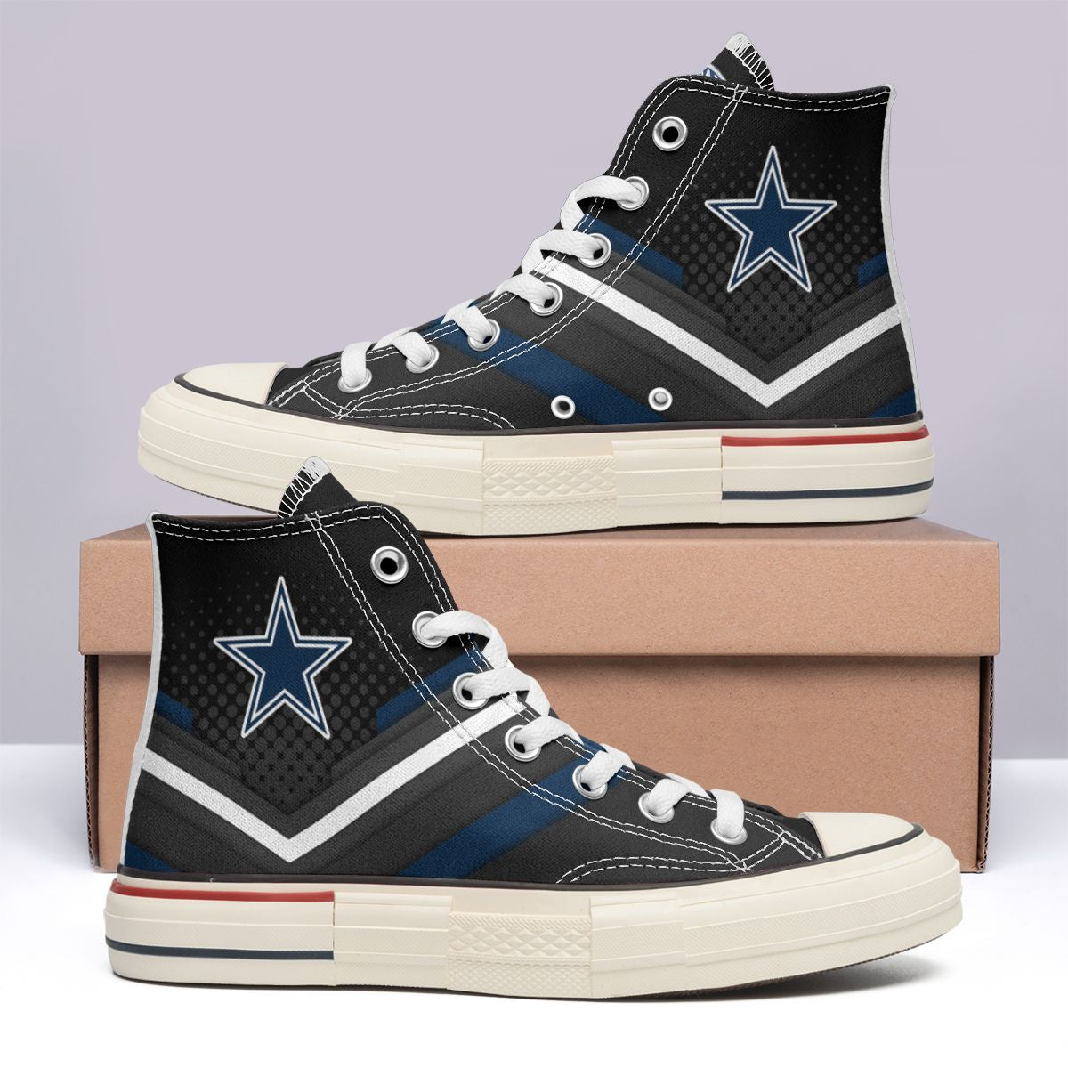 Ideafootwear Dallas Cowboys High Top Canvas Sneakers Shoes For Men And Women