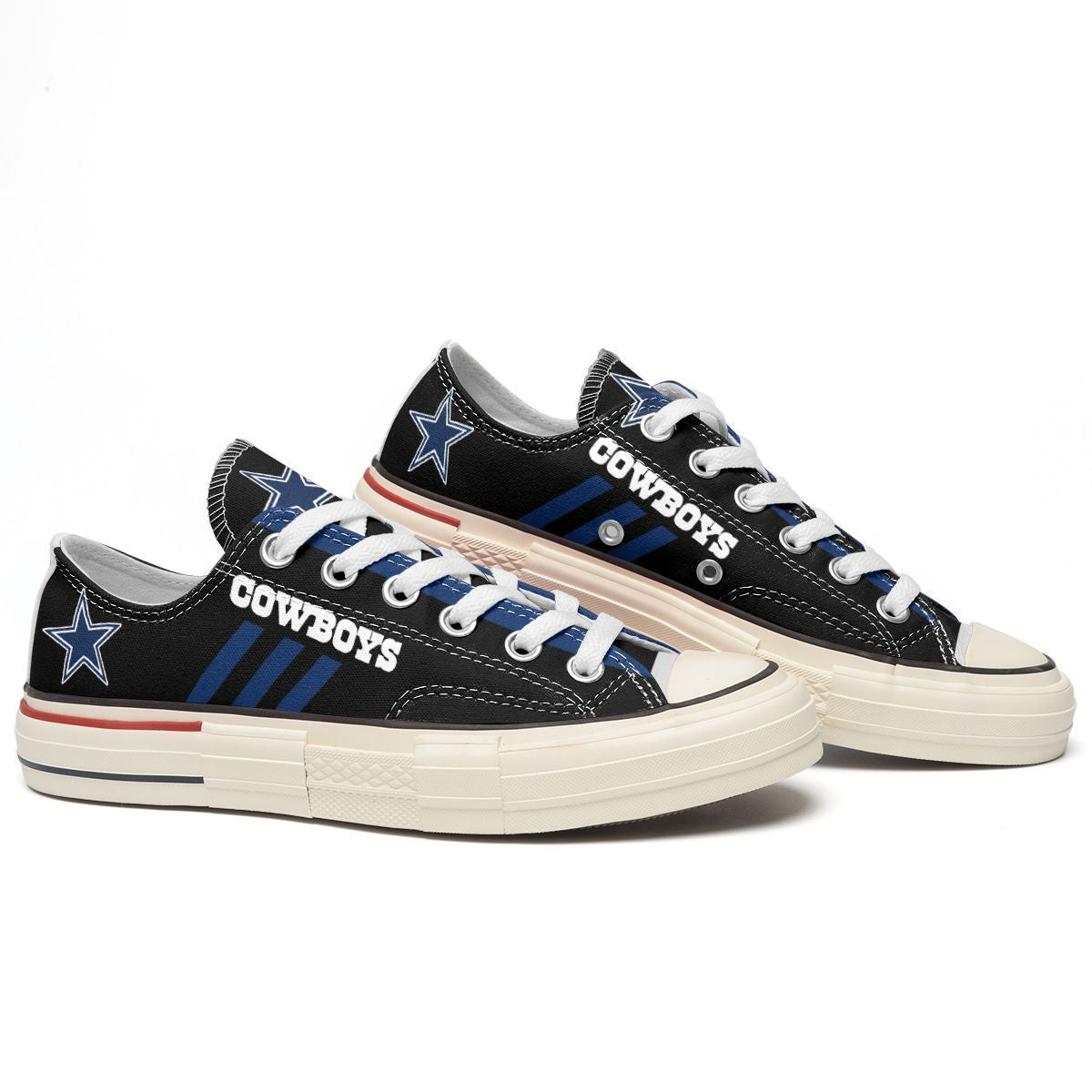 Ideafootwear Dallas Cowboys Low Top Canvas Sneakers Shoes For Men And Women