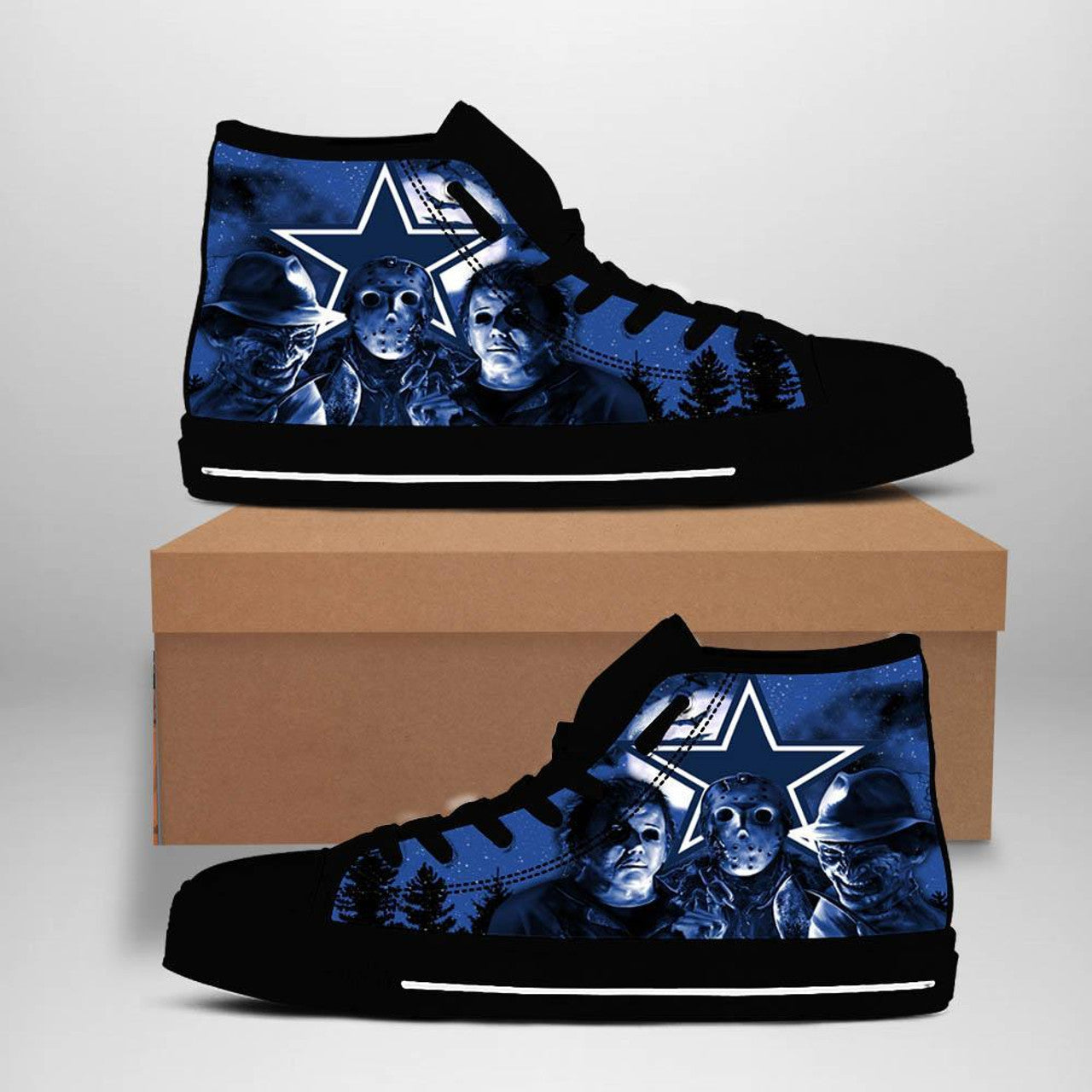 Ideafootwear Dallas Cowboys High Top Canvas Sneakers Shoes For Men And Women