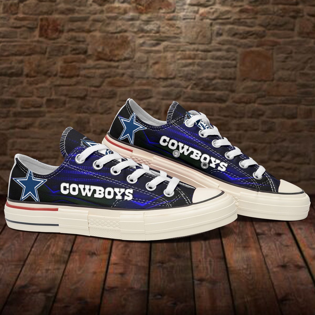 Ideafootwear Dallas Cowboys Low Top Canvas Sneakers Shoes For Men And Women
