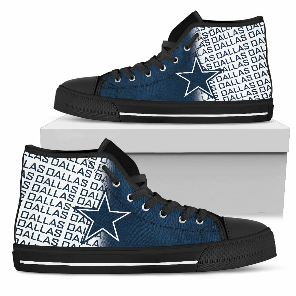 Ideafootwear Dallas Cowboys High Top Canvas Sneakers Shoes For Men And Women