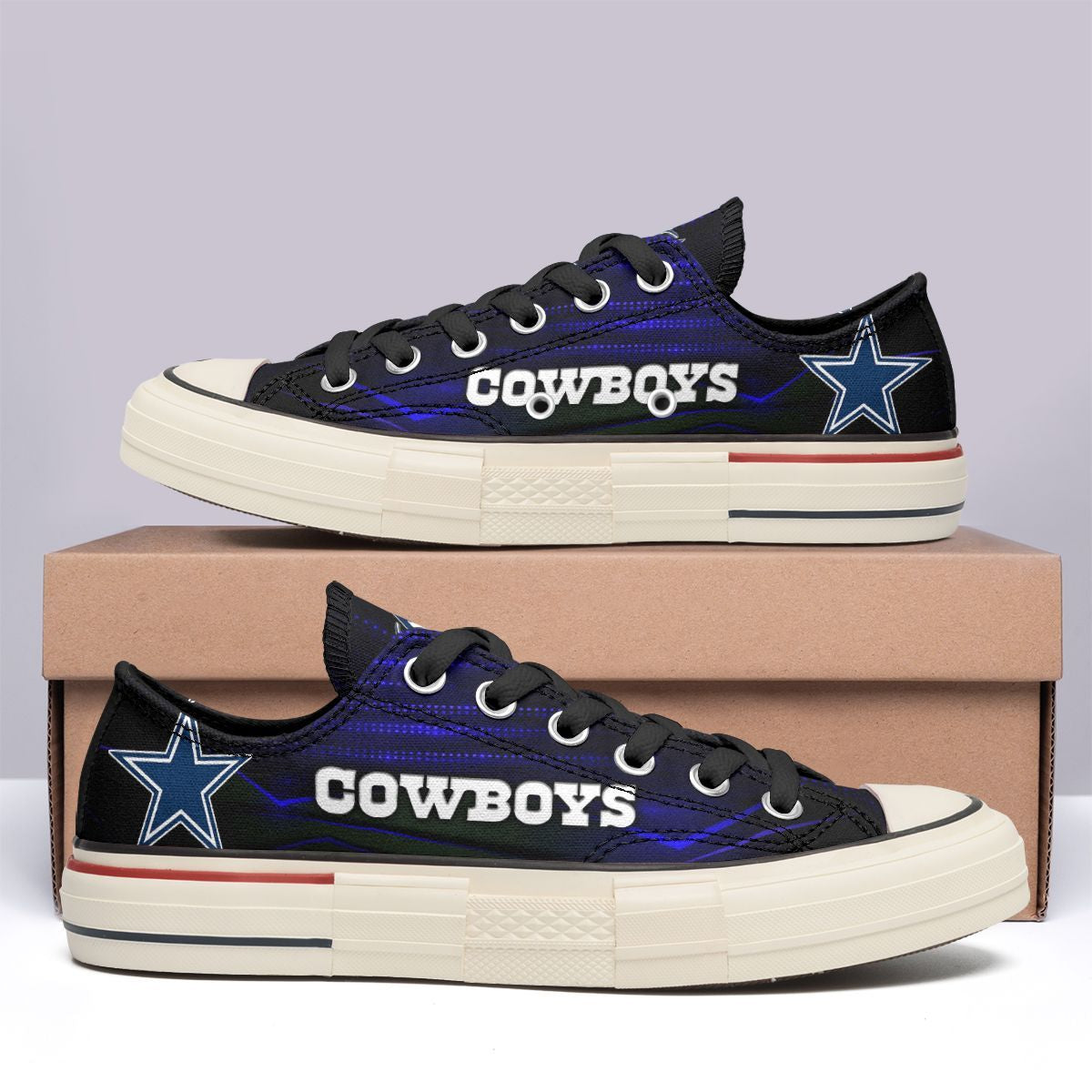 Ideafootwear Dallas Cowboys Low Top Canvas Sneakers Shoes For Men And Women