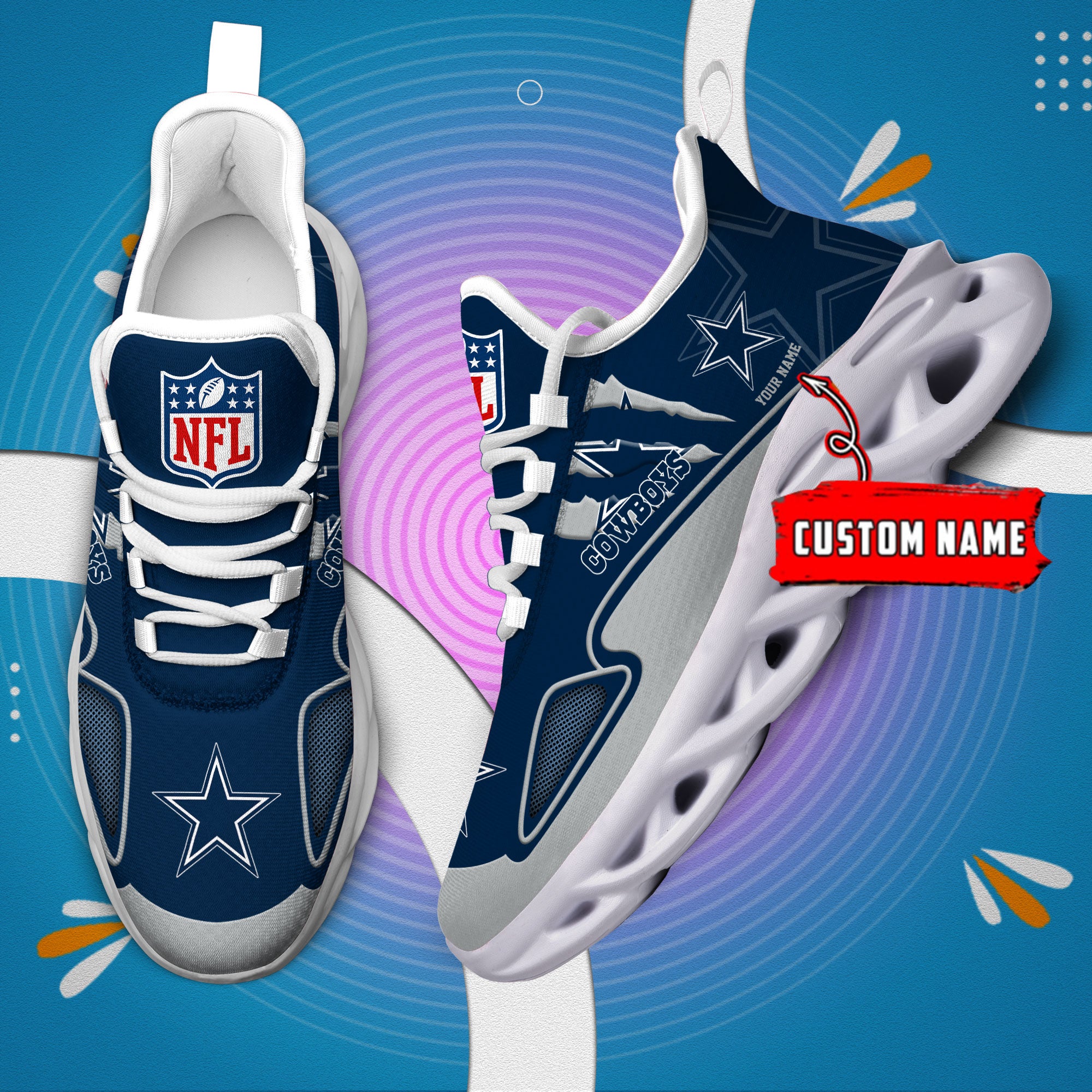 Ideafootwear Dallas Cowboys Max Soul Shoes Sneakers For Men And Women