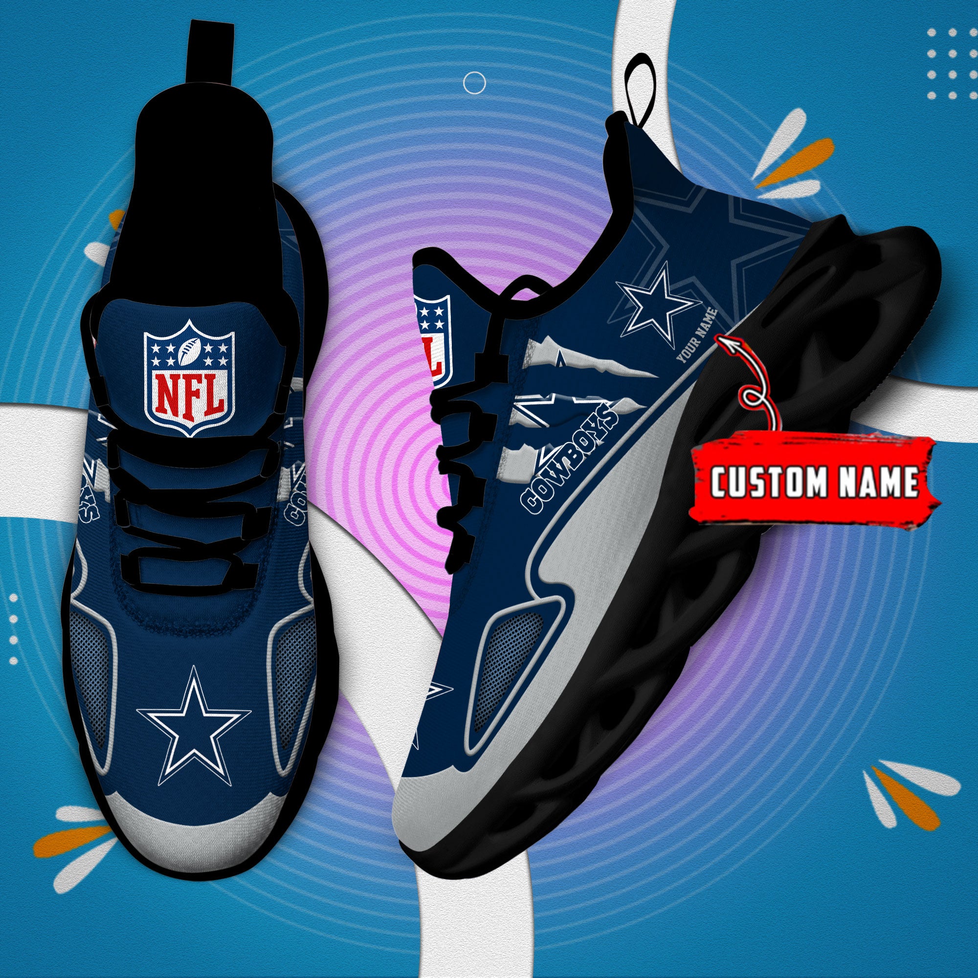 Ideafootwear Dallas Cowboys Max Soul Shoes Sneakers For Men And Women