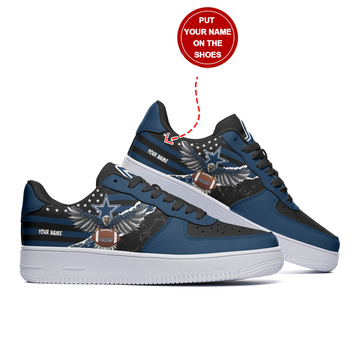 Ideafootwear Dallas Cowboys NFL Air Low-Top Sneakers Shoes For Men And Women