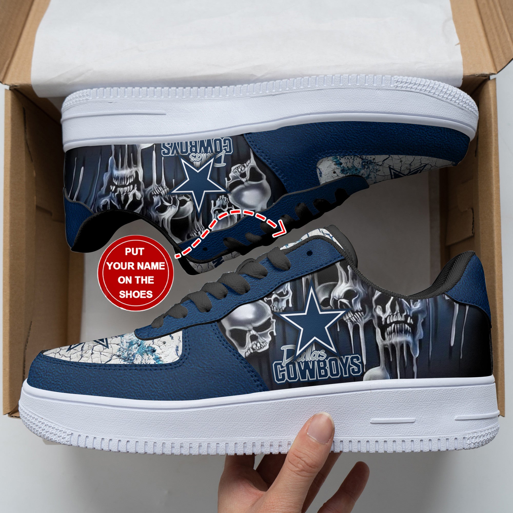 Ideafootwear Dallas Cowboys NFL Air Low-Top Sneakers Shoes For Men And Women