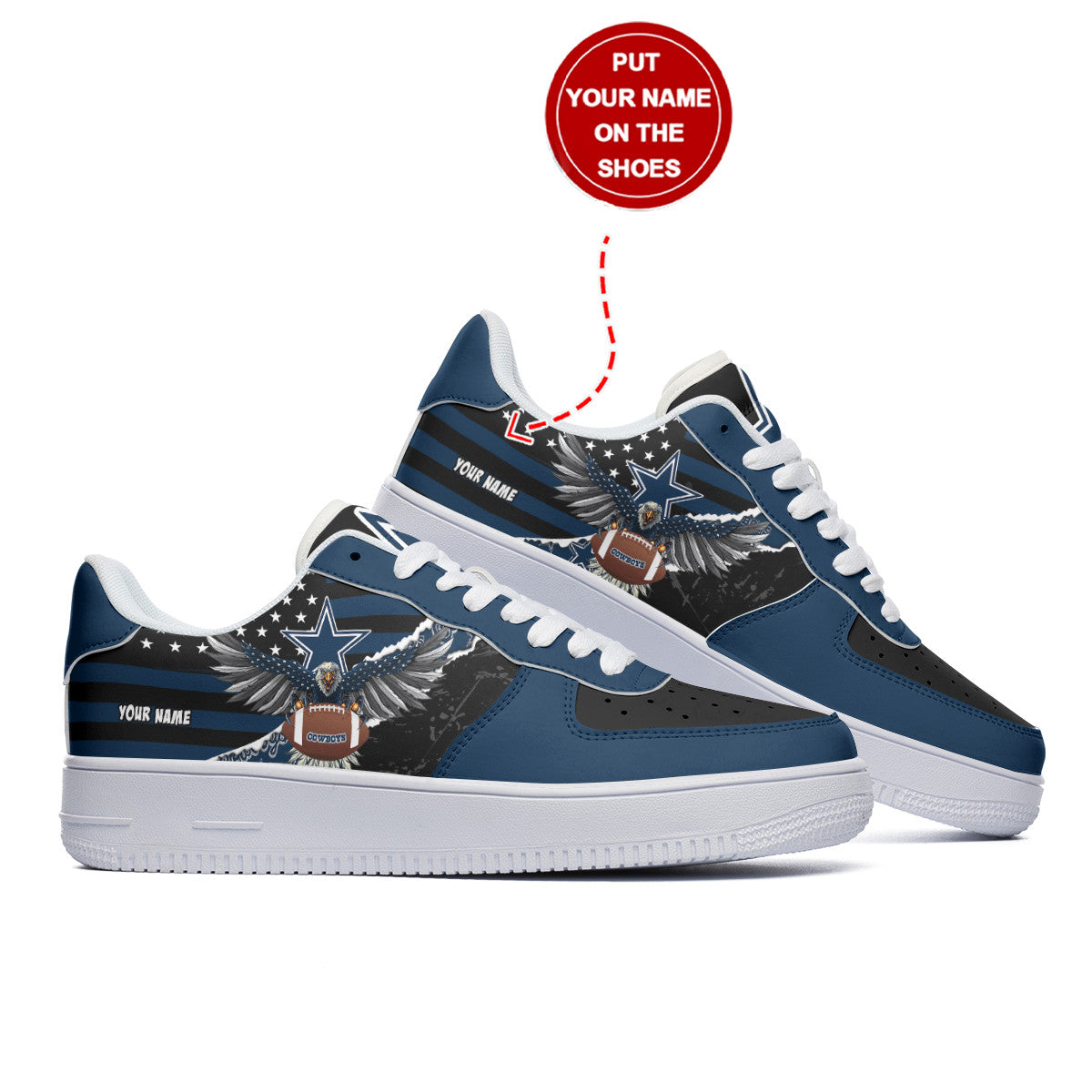 Ideafootwear Dallas Cowboys NFL Air Low-Top Sneakers Shoes For Men And Women