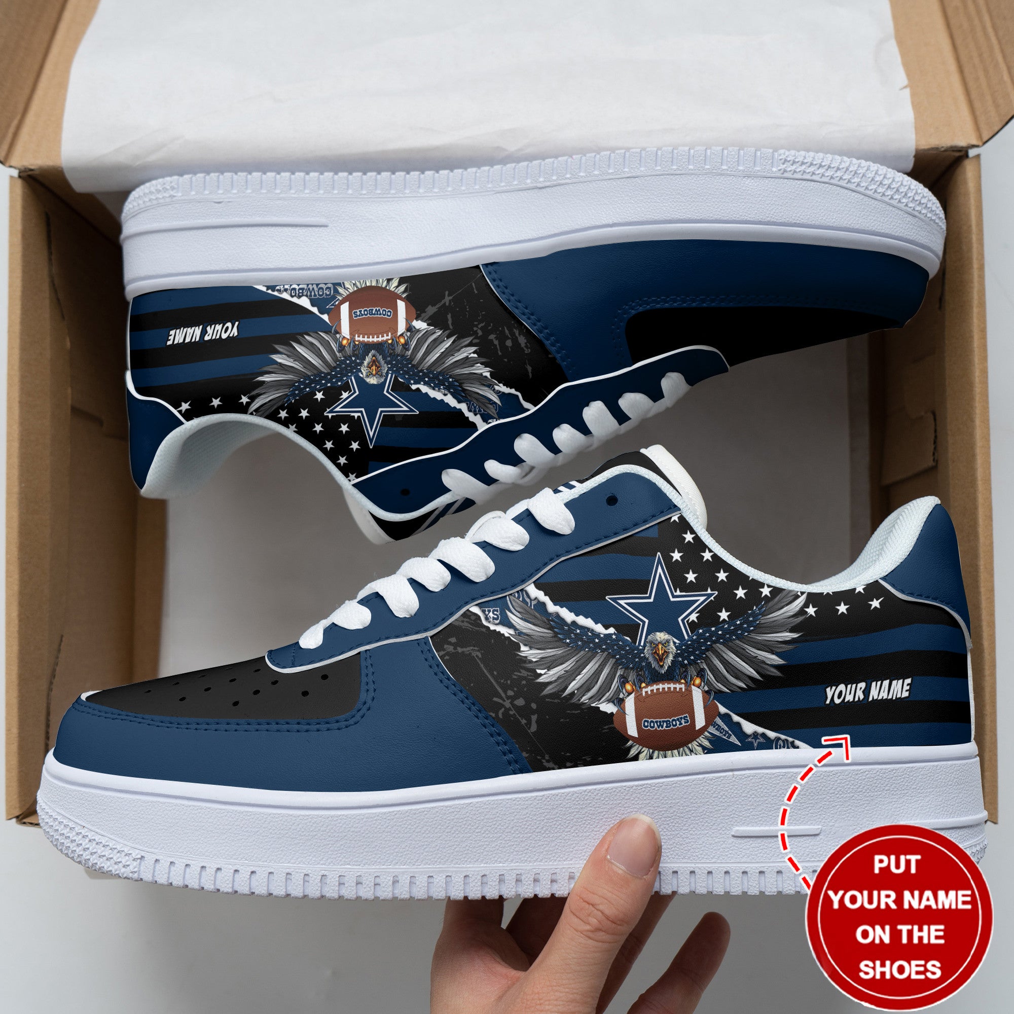 Ideafootwear Dallas Cowboys NFL Air Low-Top Sneakers Shoes For Men And Women