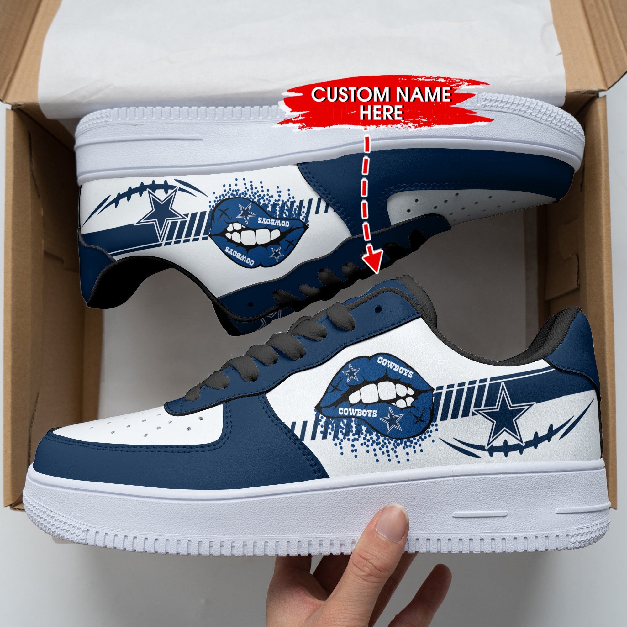 Ideafootwear Dallas Cowboys NFL Air Low-Top Sneakers Shoes For Men And Women