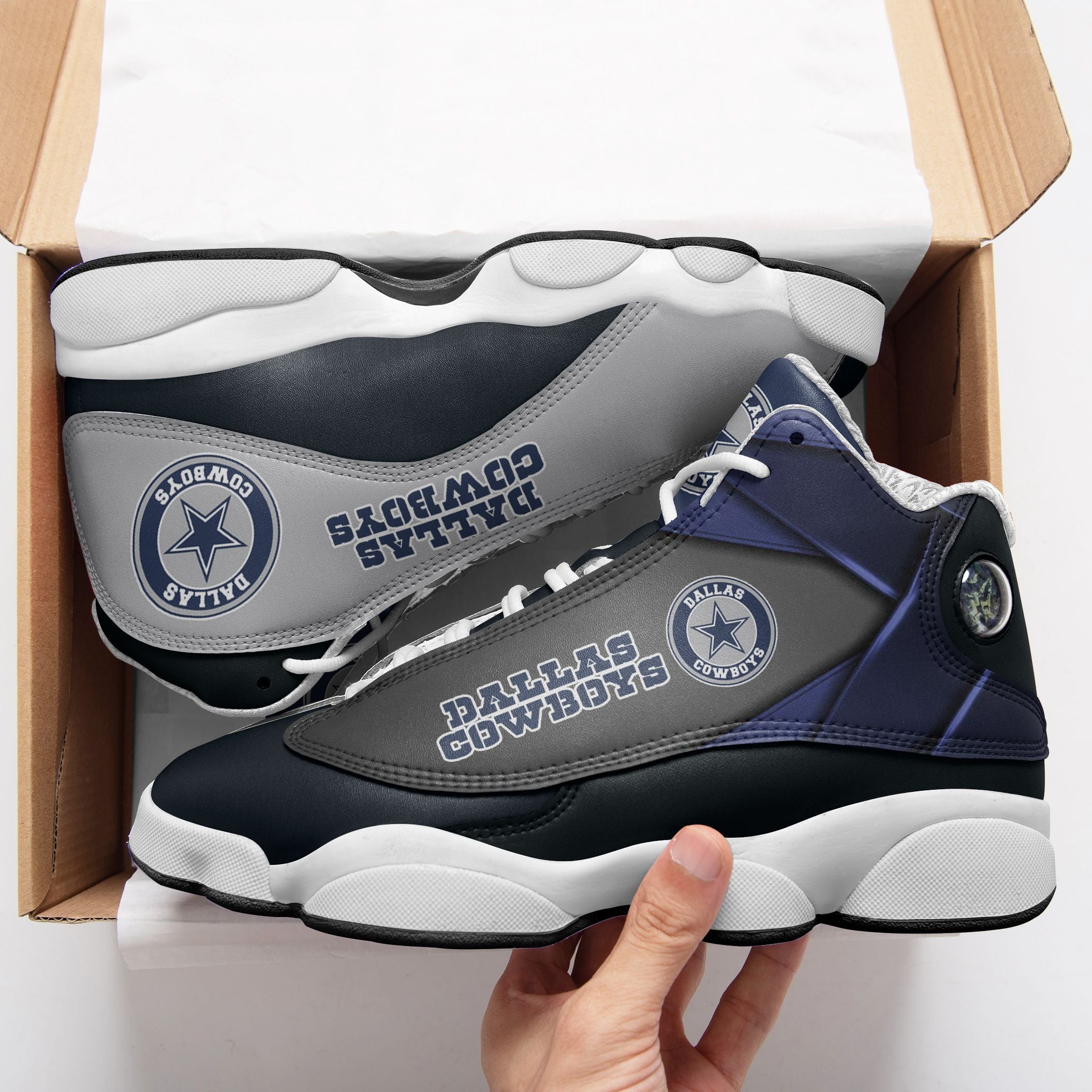 Ideafootwear Dallas Cowboys NFL AJ13 Sneakers Shoes For Men And Women