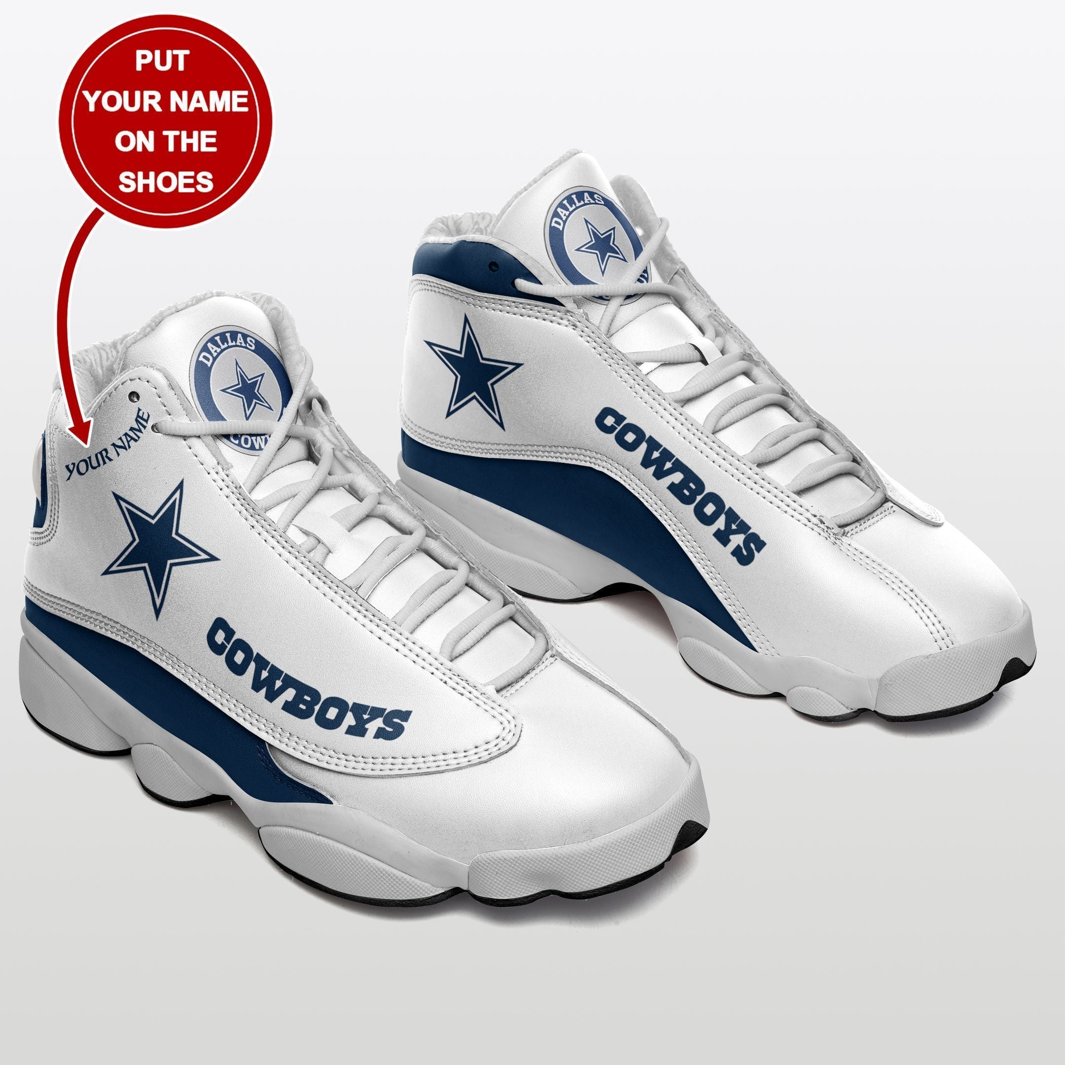 Ideafootwear Dallas Cowboys NFL AJ13 Sneakers Shoes For Men And Women