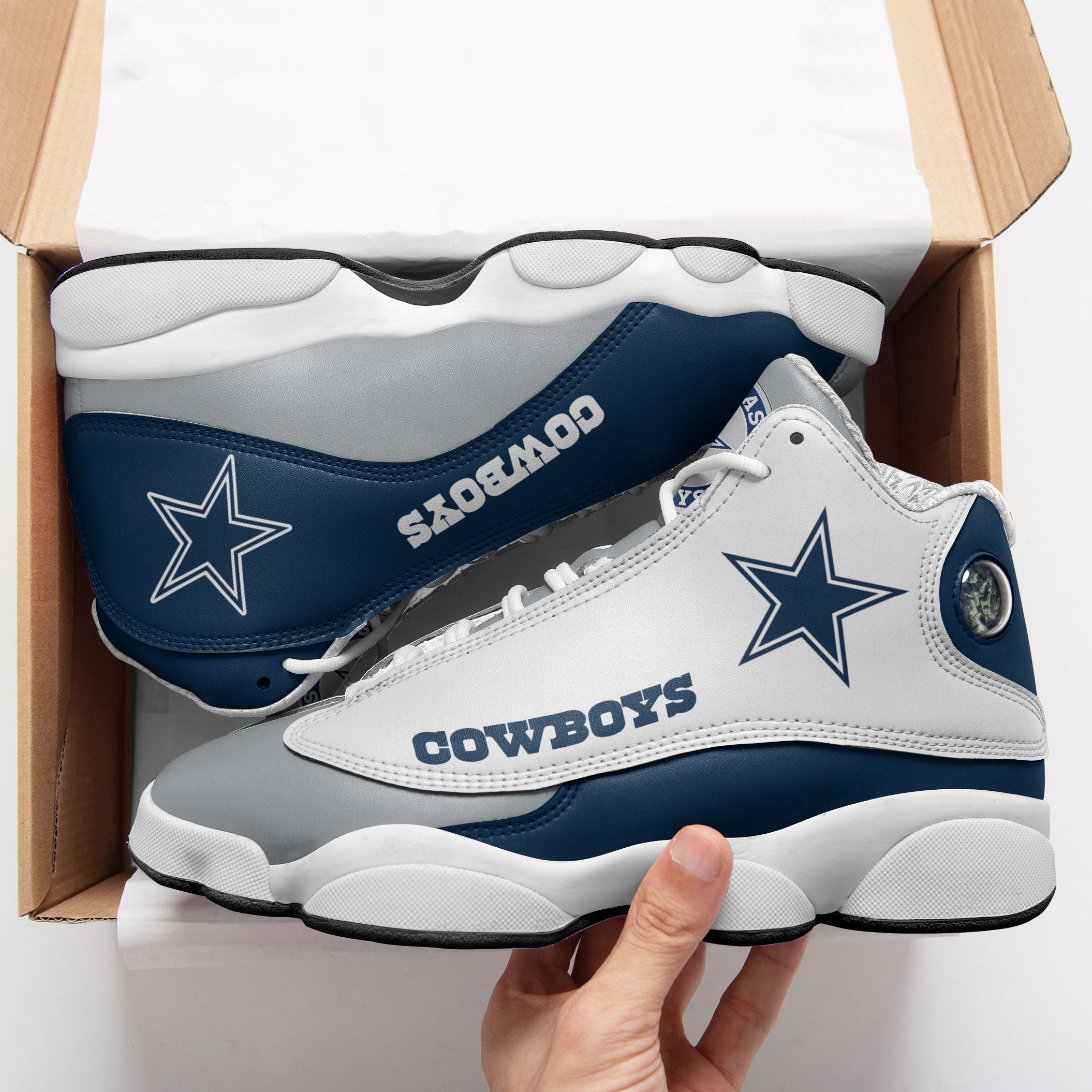Ideafootwear Dallas Cowboys NFL AJ13 Sneakers Shoes For Men And Women