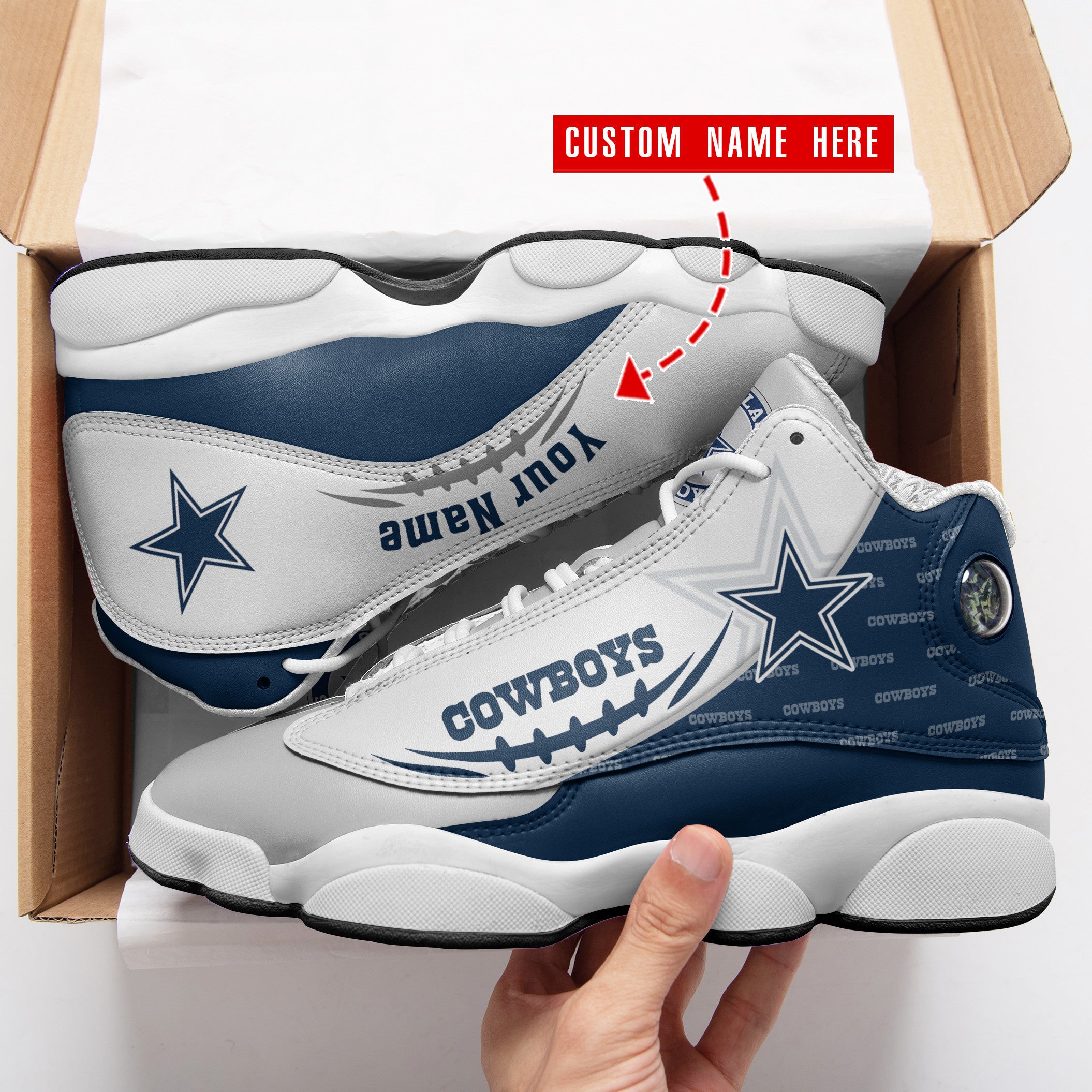 Ideafootwear Dallas Cowboys NFL AJ13 Sneakers Shoes For Men And Women