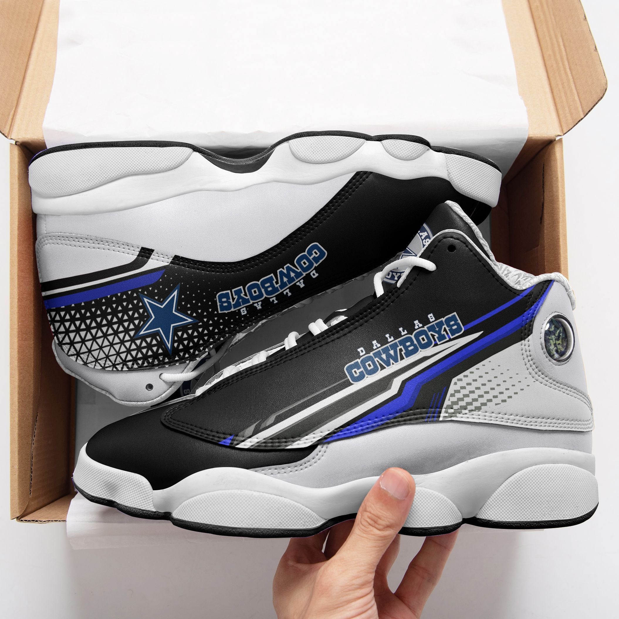 Ideafootwear Dallas Cowboys NFL AJ13 Sneakers Shoes For Men And Women