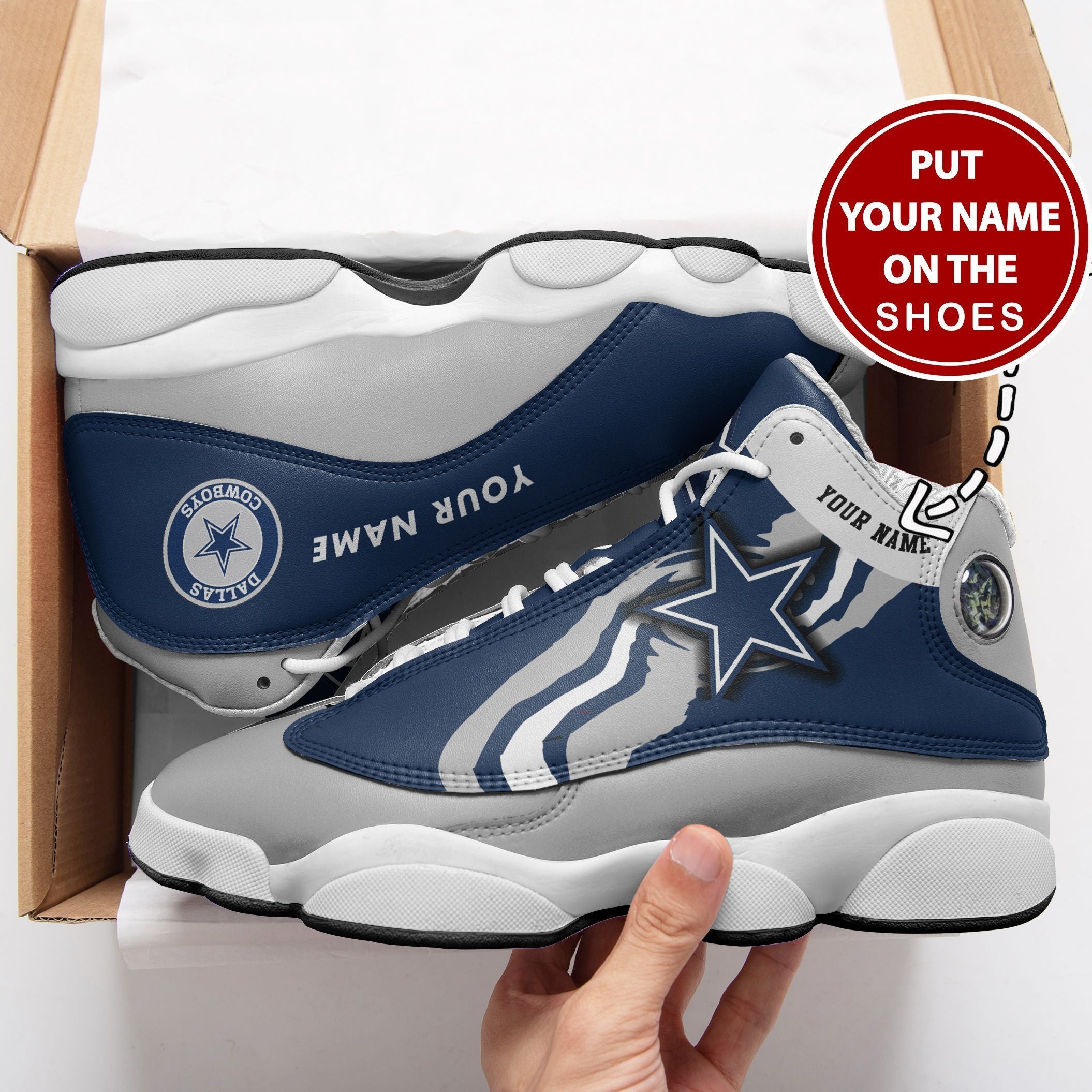 Ideafootwear Dallas Cowboys NFL AJ13 Sneakers Shoes For Men And Women