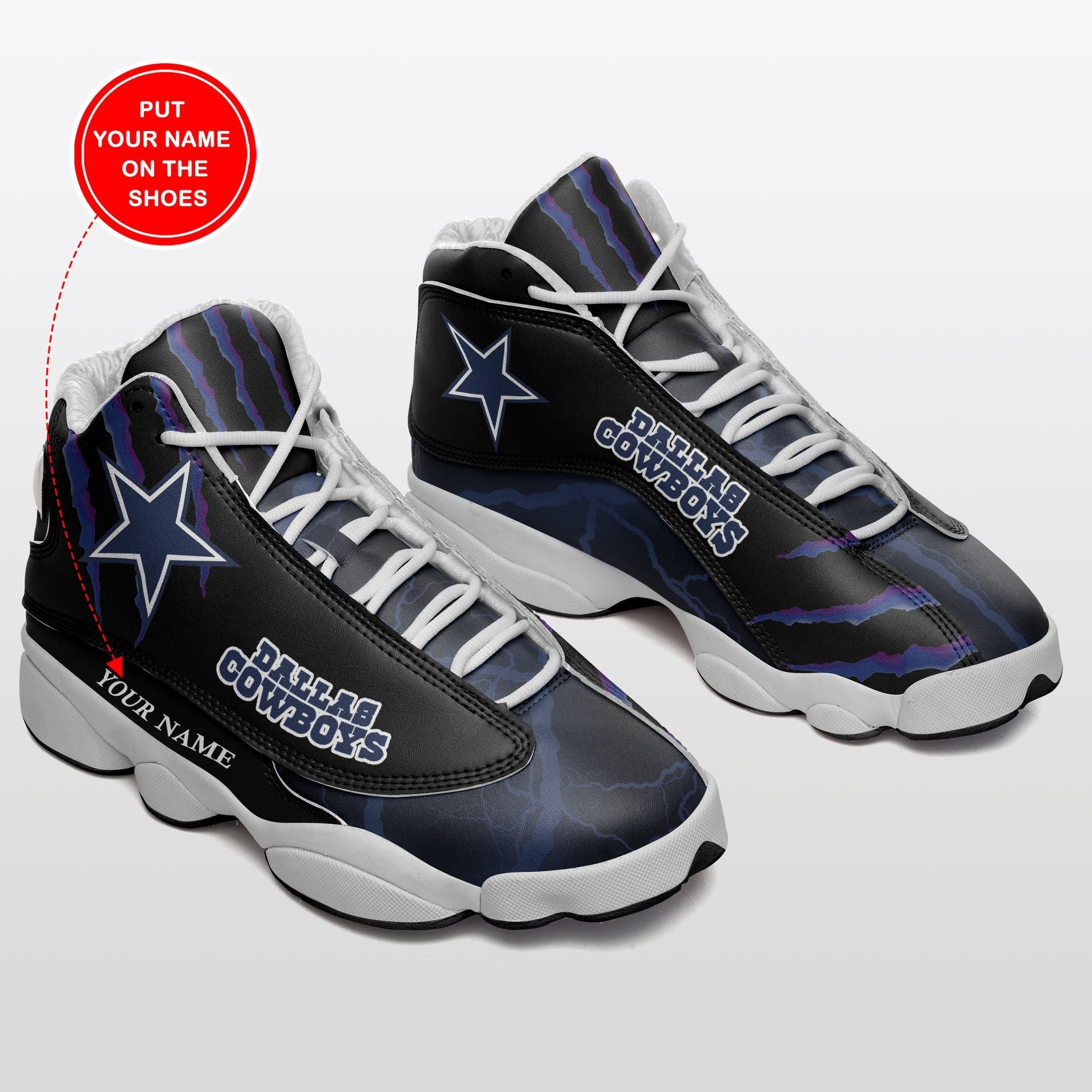 Ideafootwear Dallas Cowboys NFL AJ13 Sneakers Shoes For Men And Women