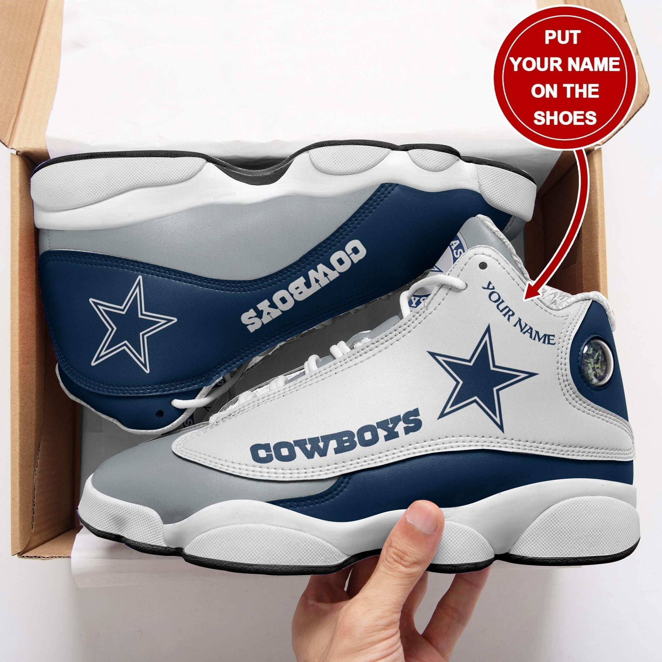 Ideafootwear Dallas Cowboys NFL AJ13 Sneakers Shoes For Men And Women