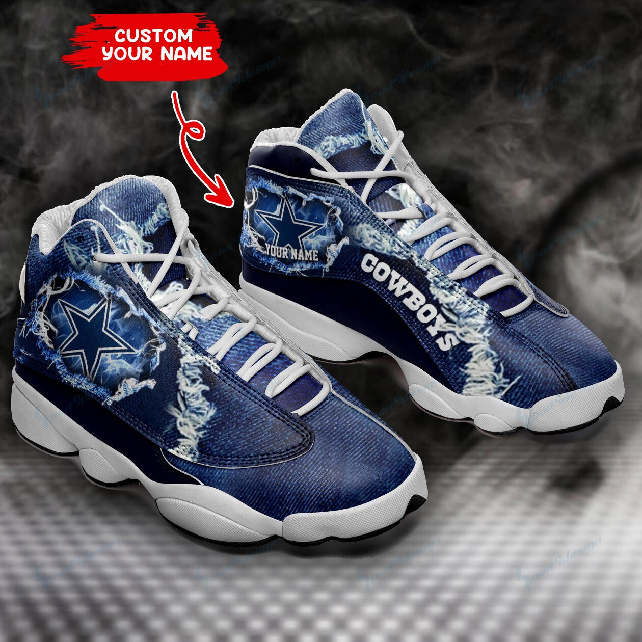 Ideafootwear Dallas Cowboys NFL AJ13 Sneakers Shoes For Men And Women