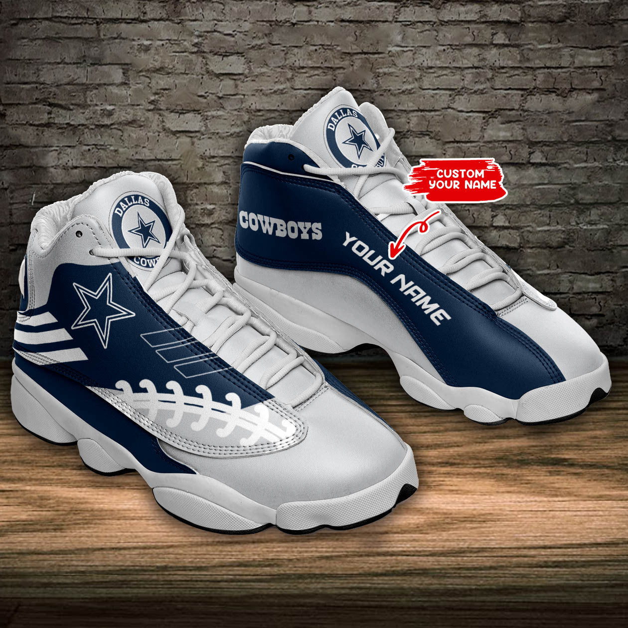 Ideafootwear Dallas Cowboys NFL AJ13 Sneakers Shoes For Men And Women