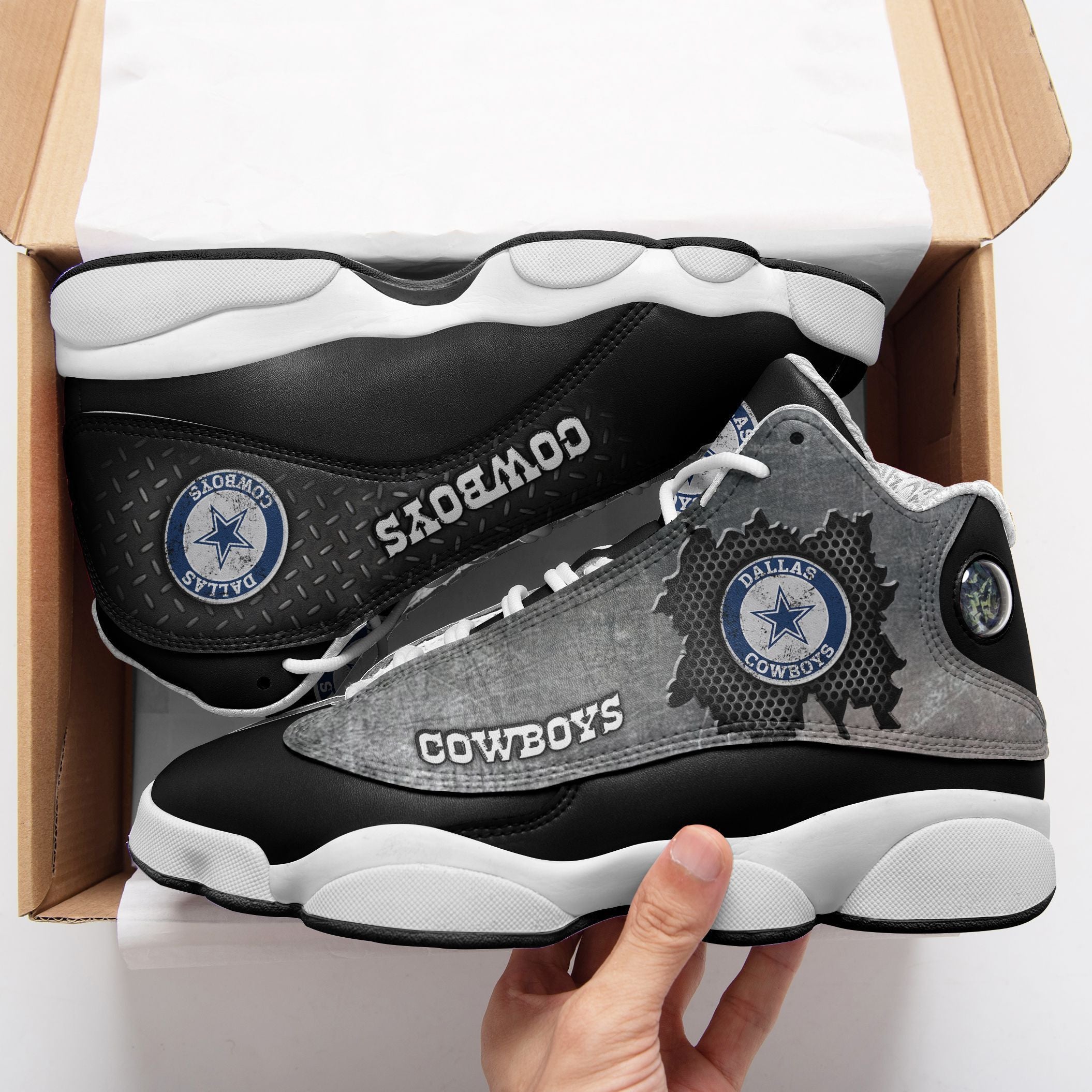 Ideafootwear Dallas Cowboys NFL AJ13 Sneakers Shoes For Men And Women